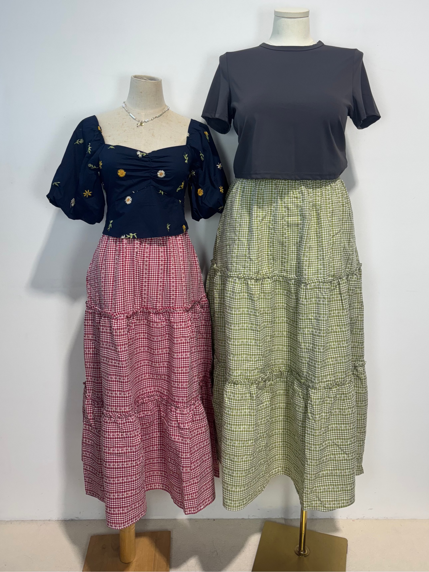 *PO* Ollie Checkered Embroidered Skirt