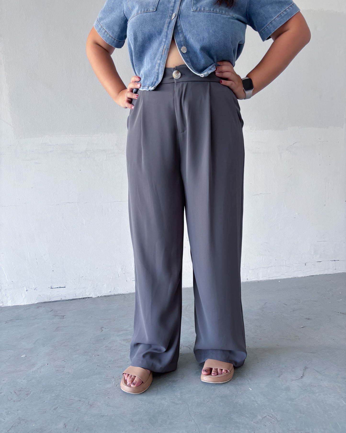 THE MAD THEORIES Blair Straight Cut Pants (Steel Grey & Black)