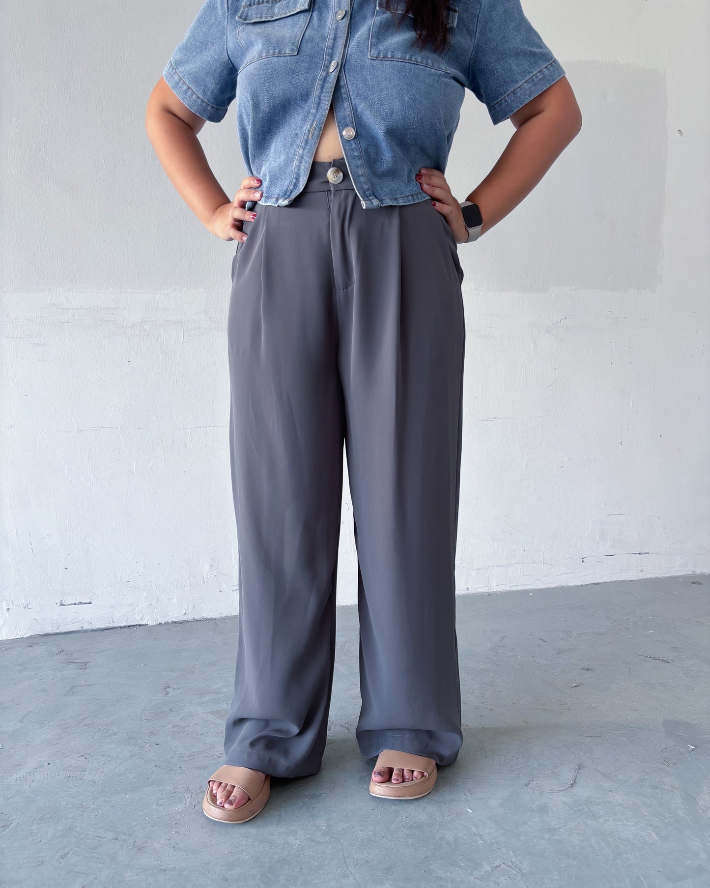 THE MAD THEORIES Blair Straight Cut Pants (Steel Grey & Black)