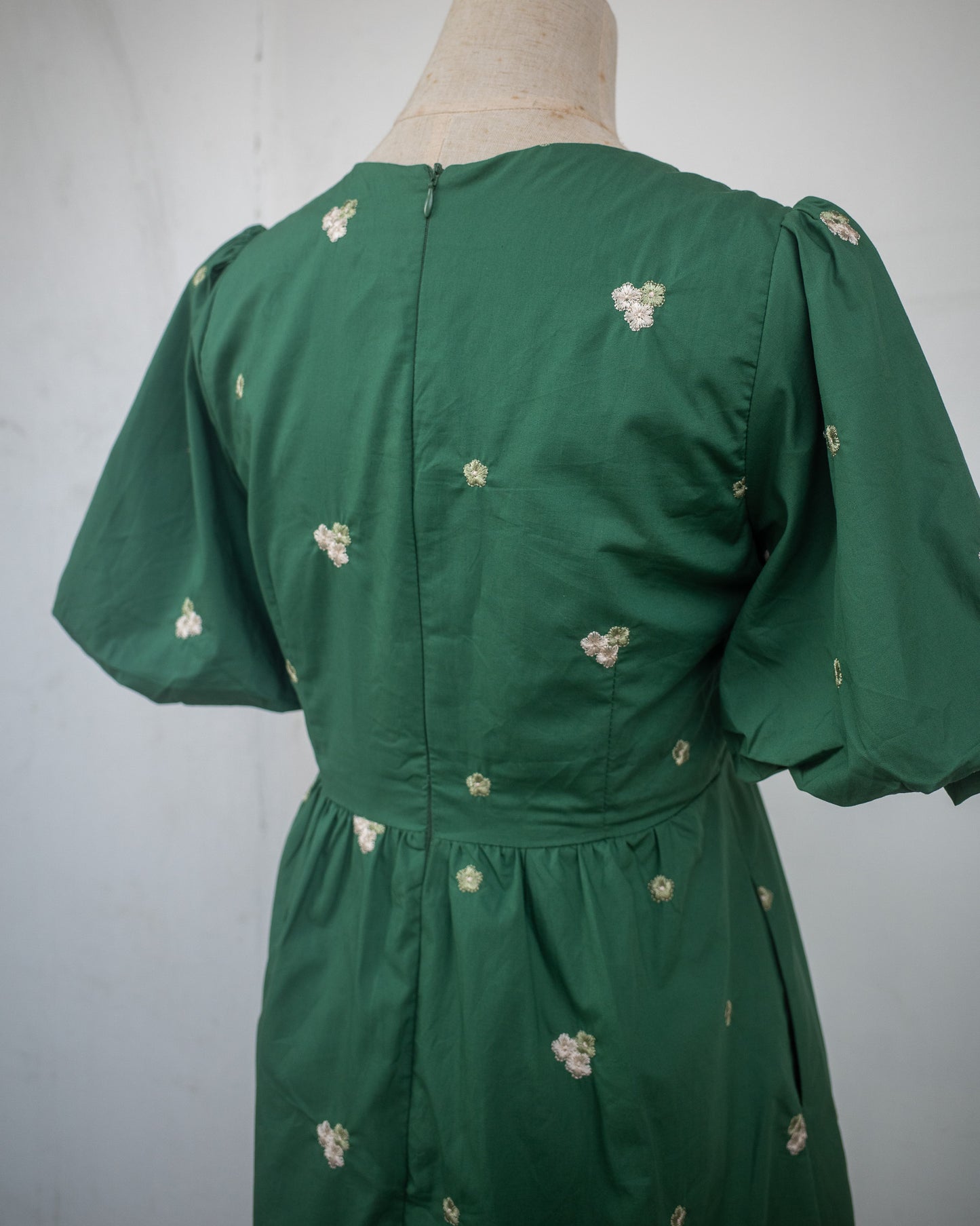 THE MAD THEORIES Cassie Embroidered Ribbon Tie Midi Dress