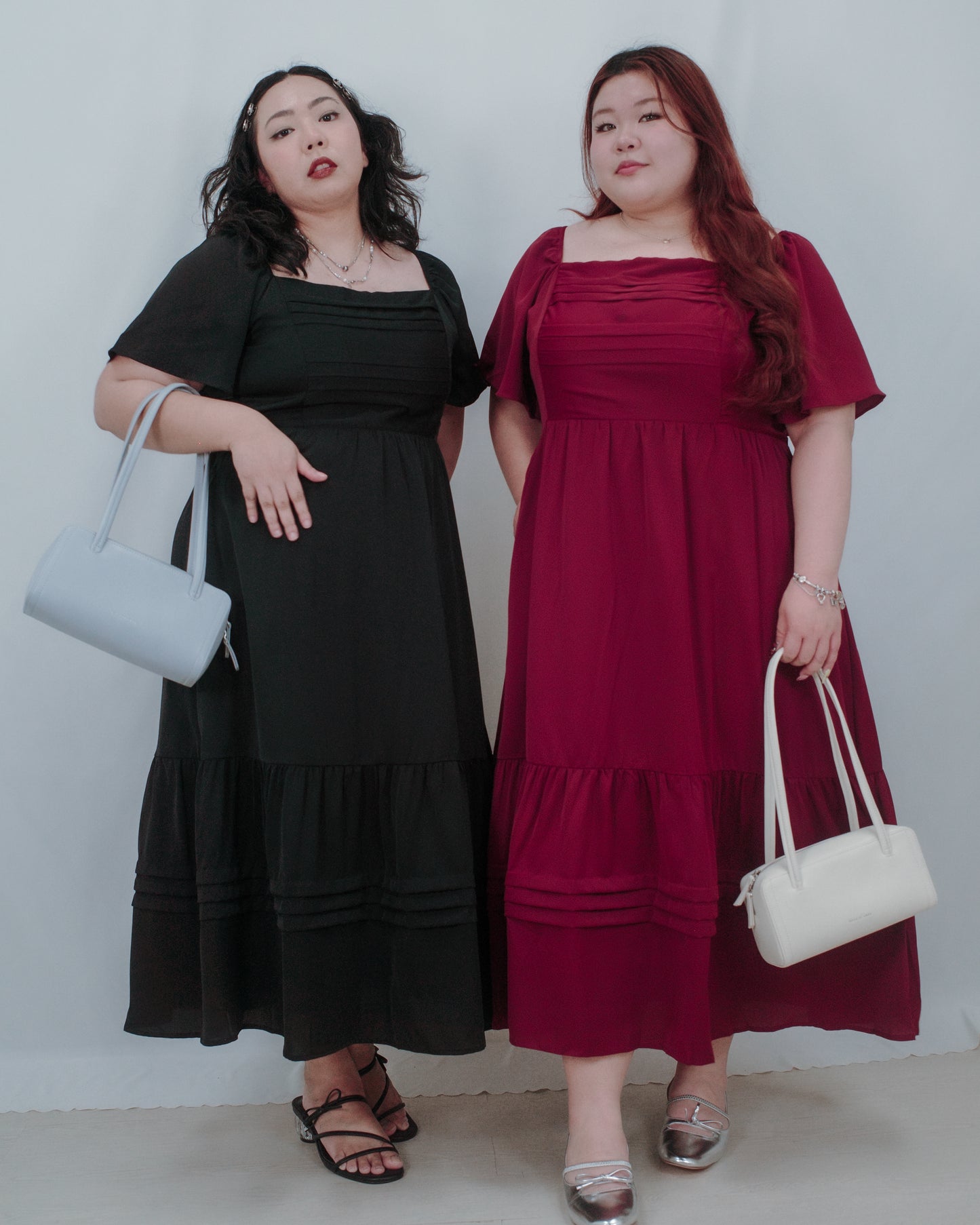 THE MAD THEORIES Elfee Pleated Porcelain Maxi Dress