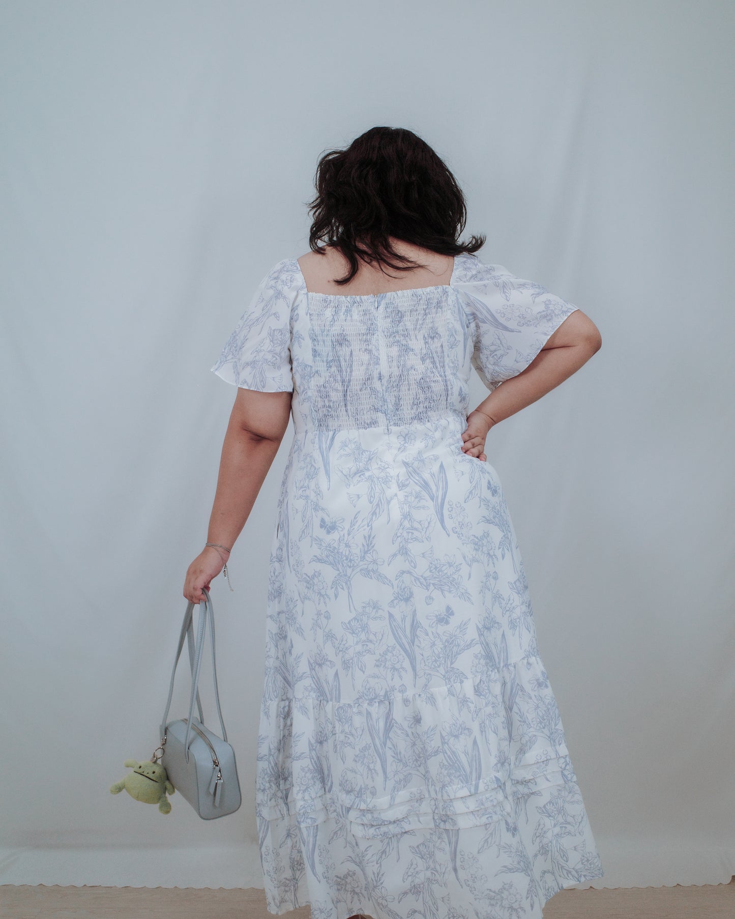 THE MAD THEORIES Elfee Pleated Porcelain Maxi Dress