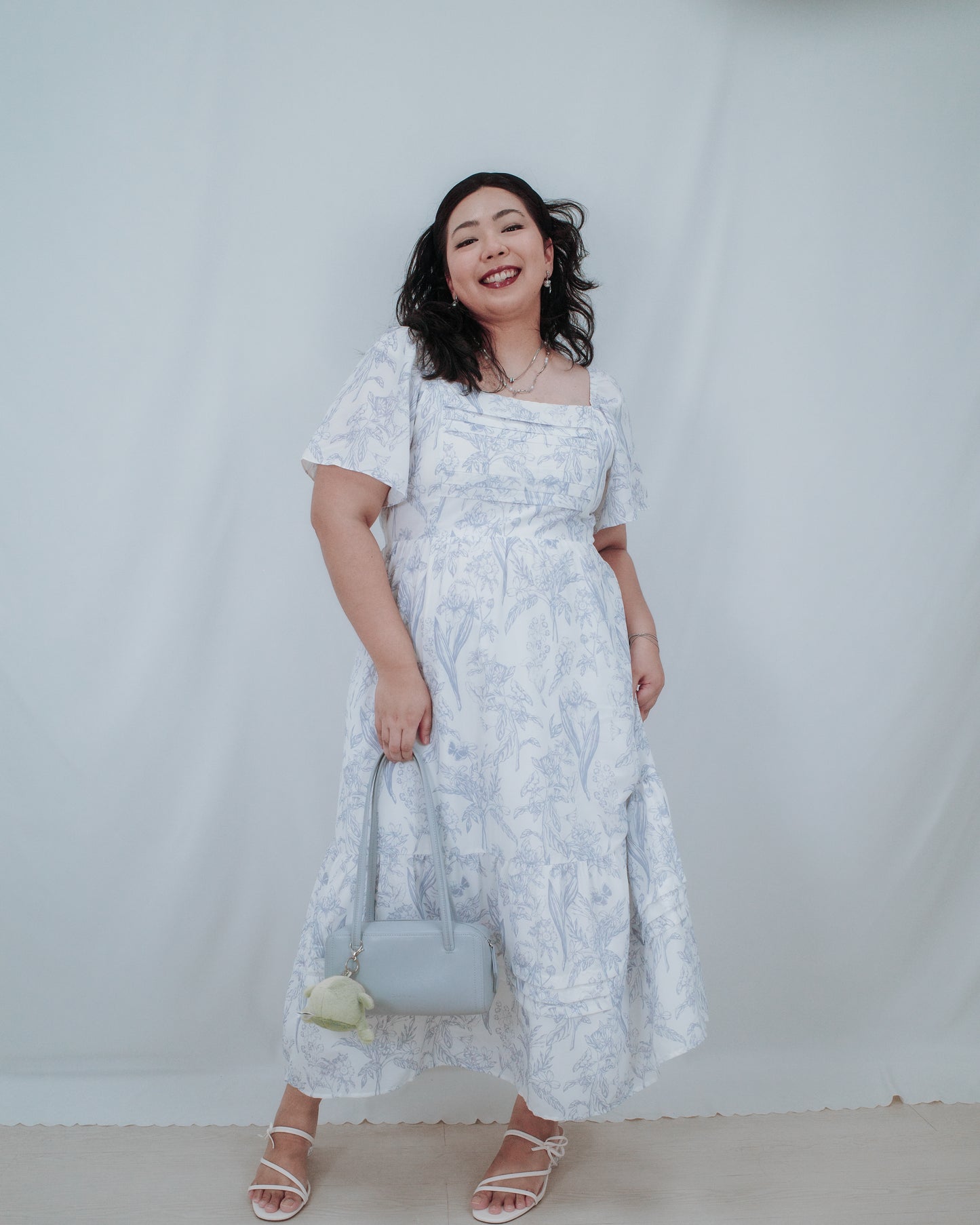 THE MAD THEORIES Elfee Pleated Porcelain Maxi Dress