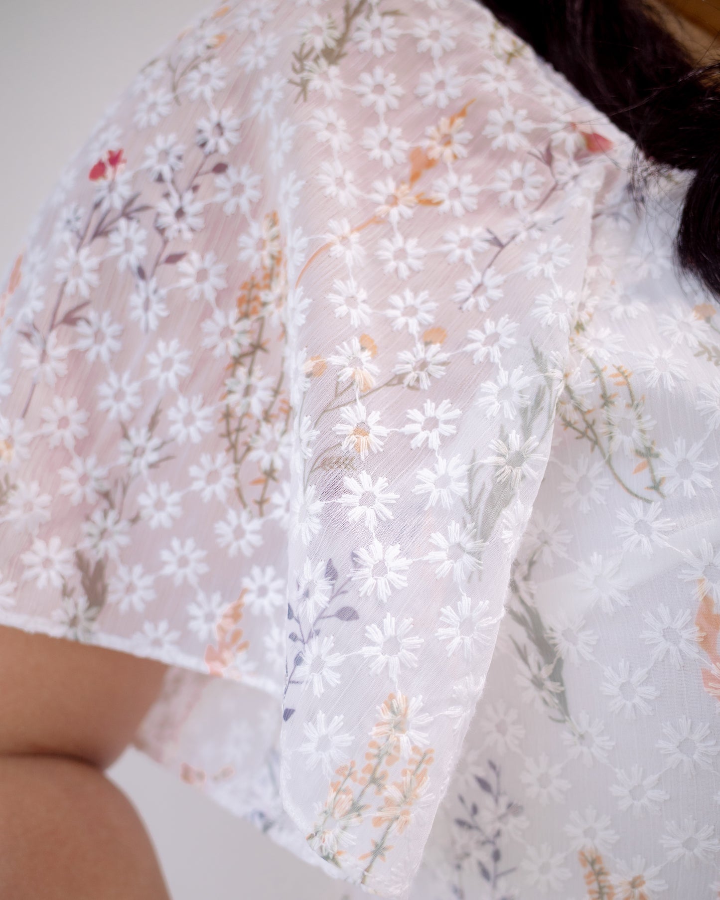 The Mad Theories Willow Ruched Mesh Floral Dress
