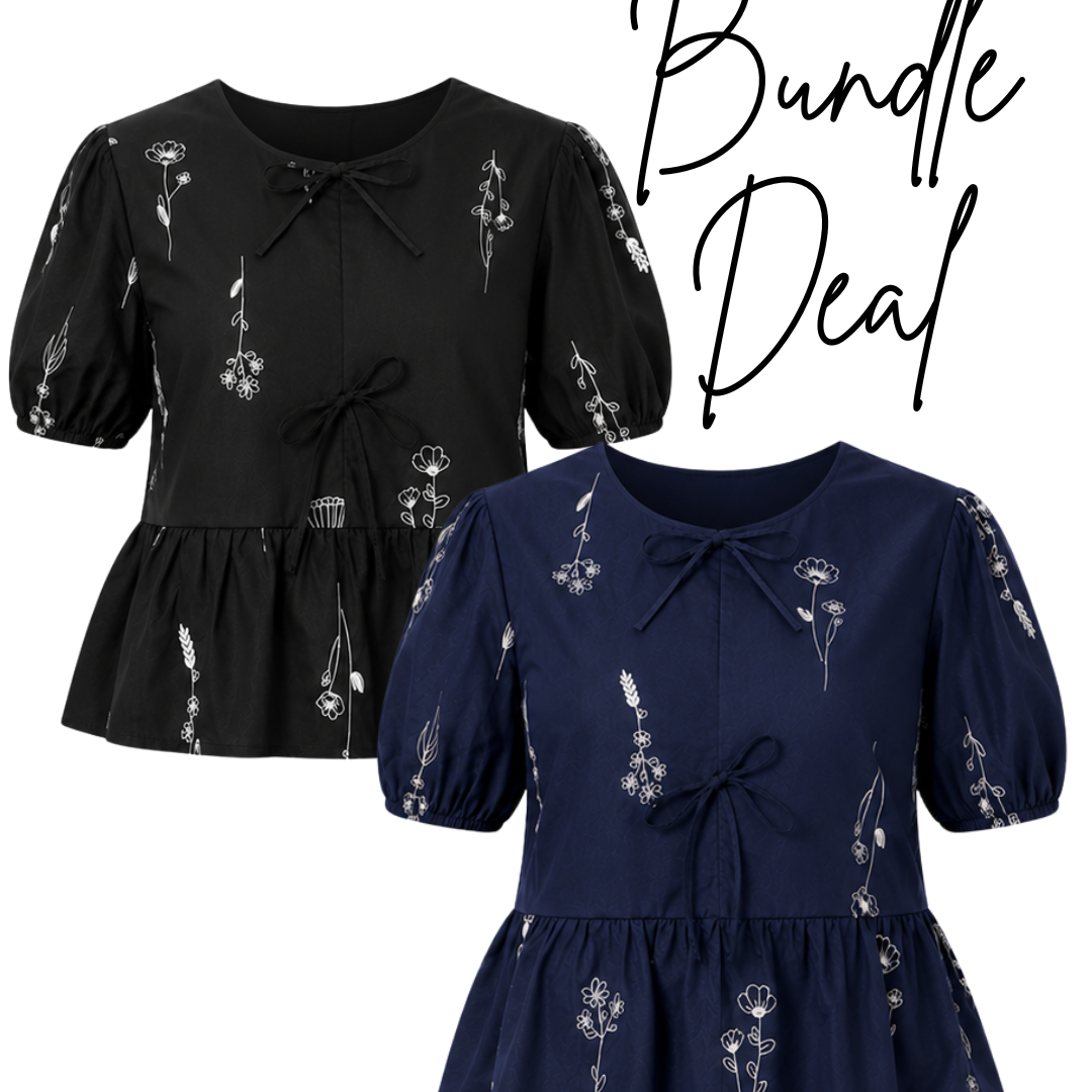 [PREORDER] Bundle of 2 The Mad Theories Victoria Embroidered Babydoll Blouse 2.0