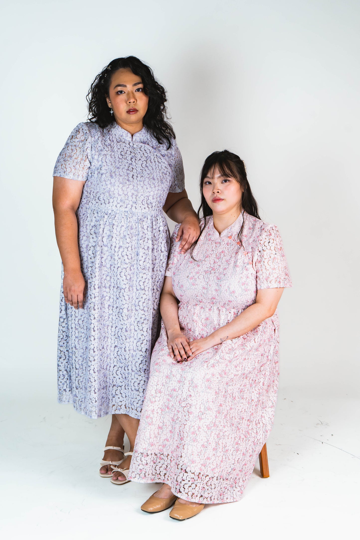 The Mad Theories Lina Cheongsum Skater Skirt (Lilac & Pink)