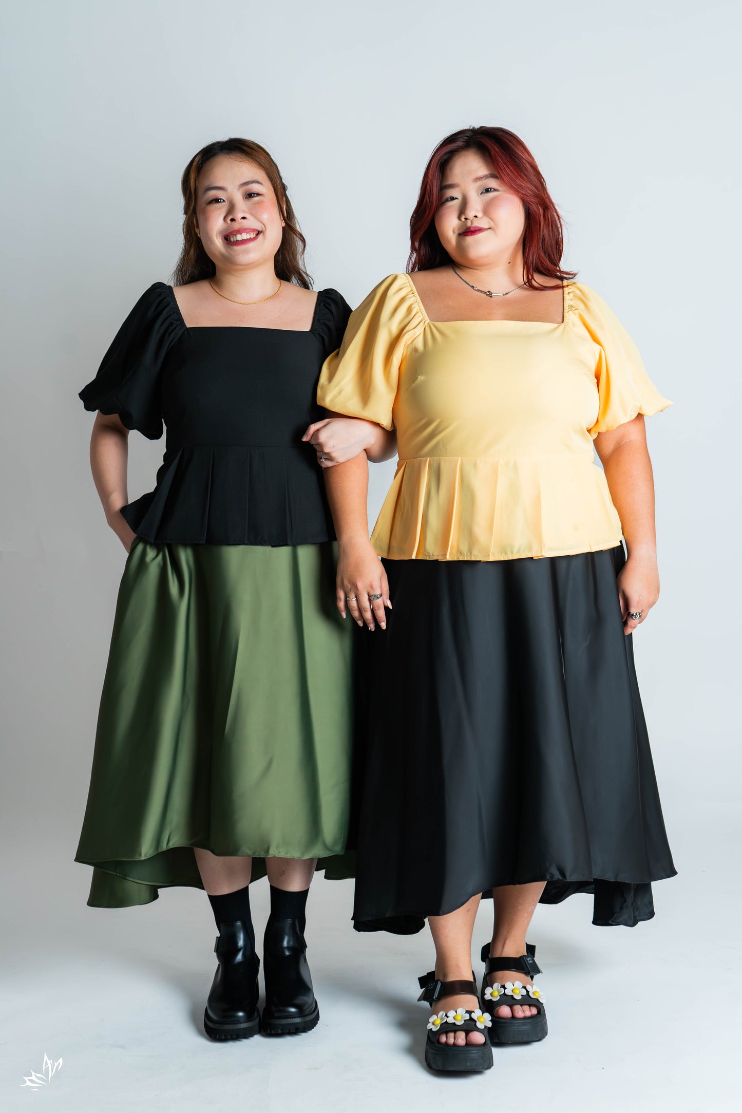 The Mad Theories Zoey Pleated Co-ord Set (Yellow, Black, Floral Pink)