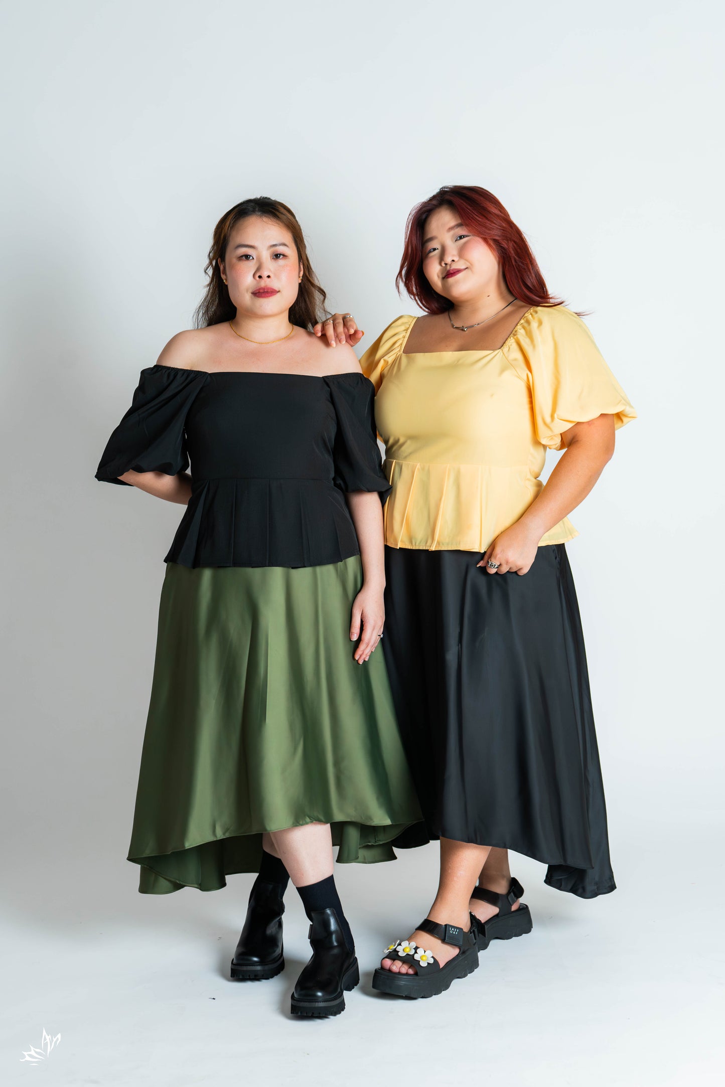 The Mad Theories Zoey Pleated Co-ord Set (Yellow, Black, Floral Pink)