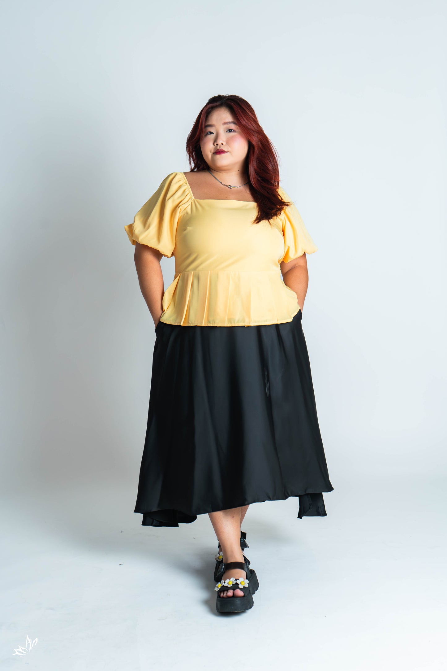 The Mad Theories Zoey Pleated Co-ord Set (Yellow, Black, Floral Pink)