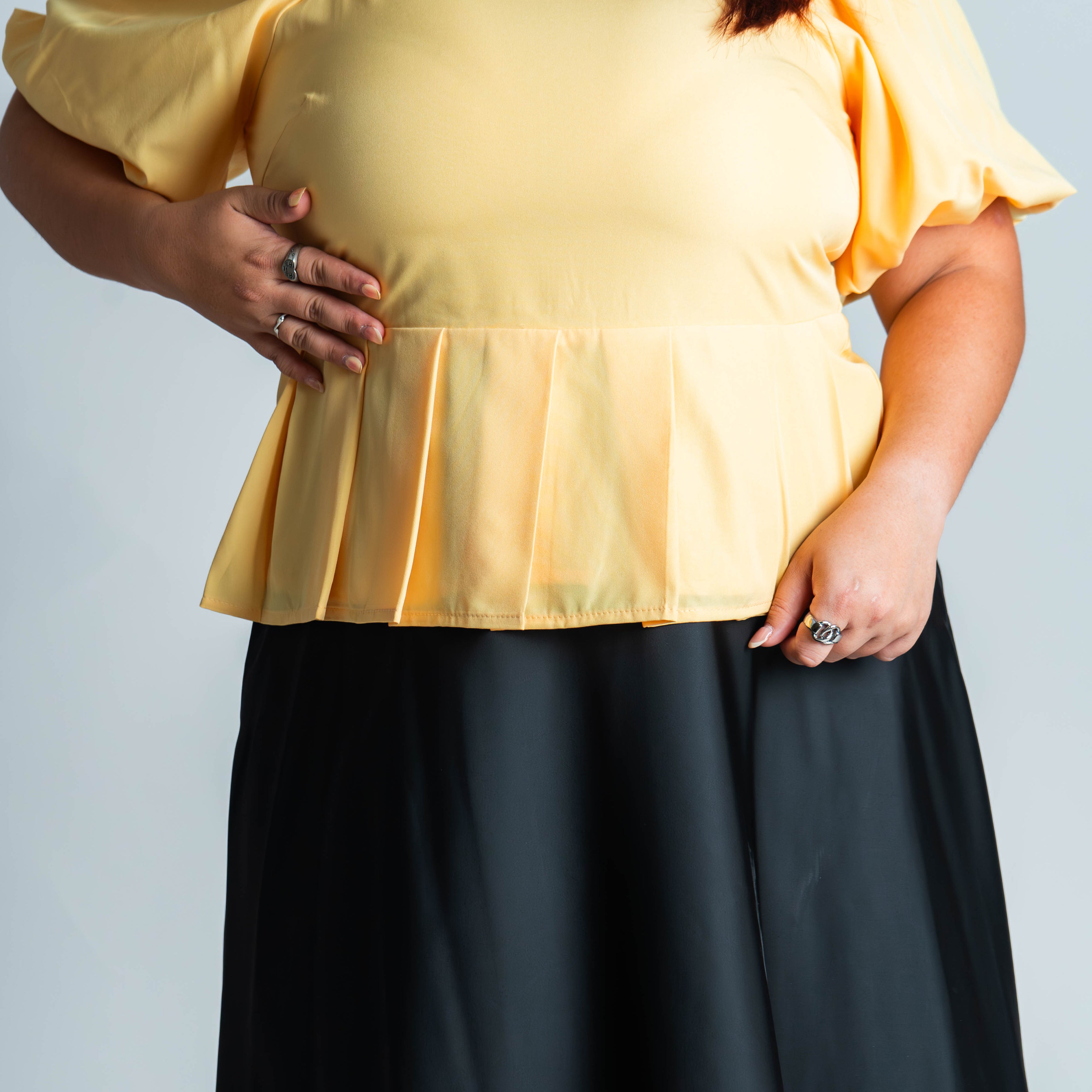 The Mad Theories Zoey Pleated Co-ord Set (Yellow, Black, Floral Pink)