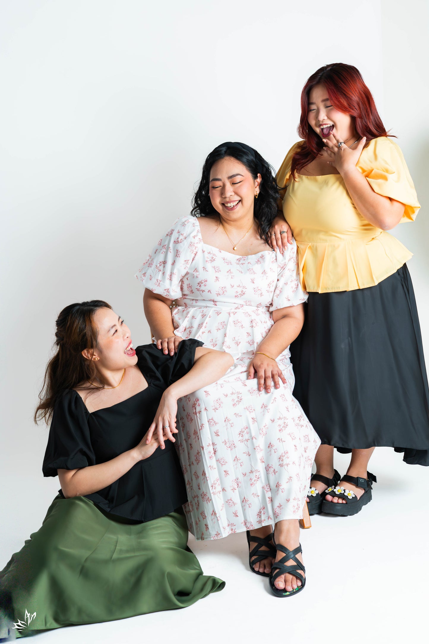 The Mad Theories Zoey Pleated Co-ord Set (Yellow, Black, Floral Pink)