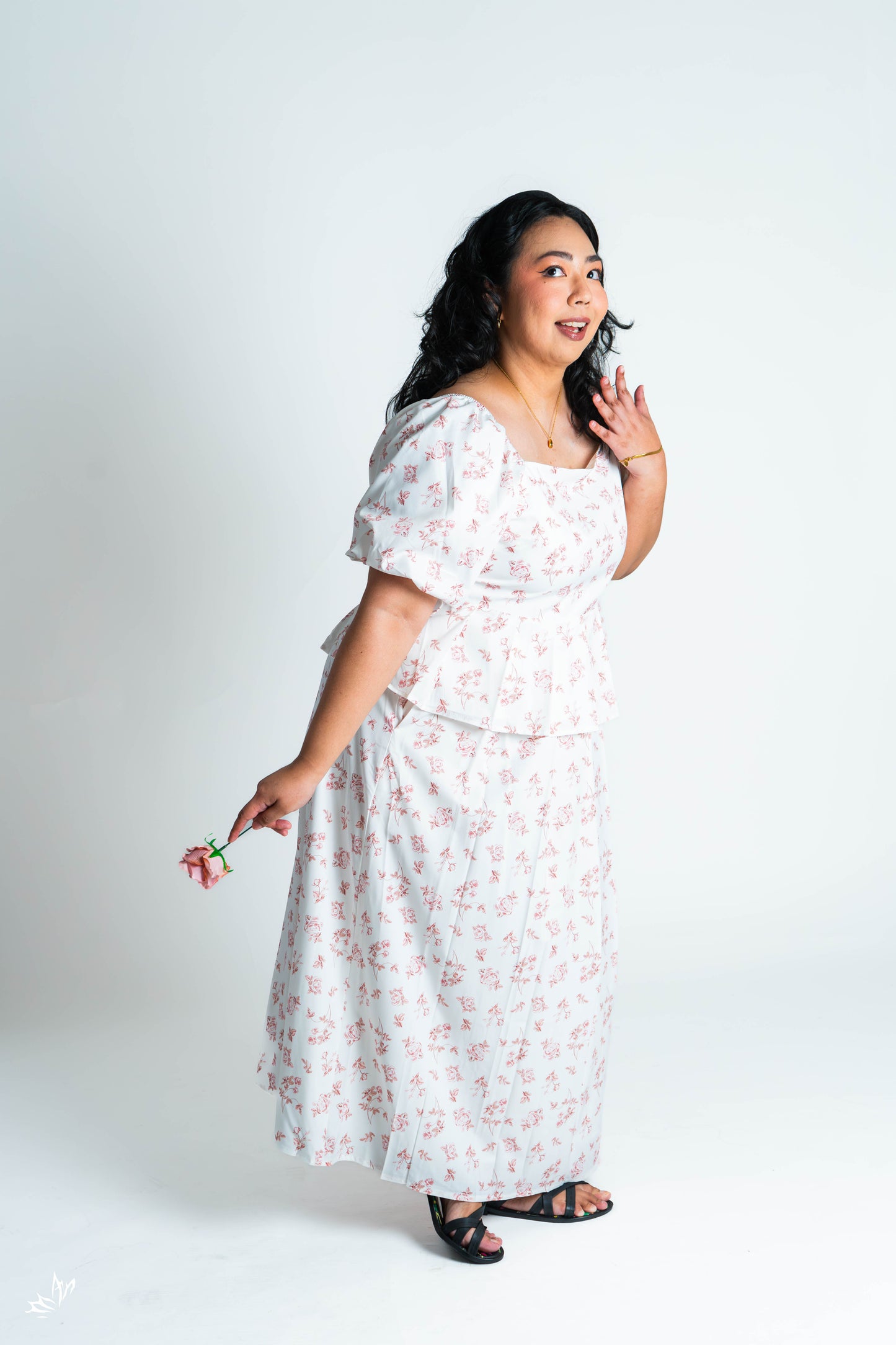 The Mad Theories Zoey Pleated Co-ord Set (Yellow, Black, Floral Pink)