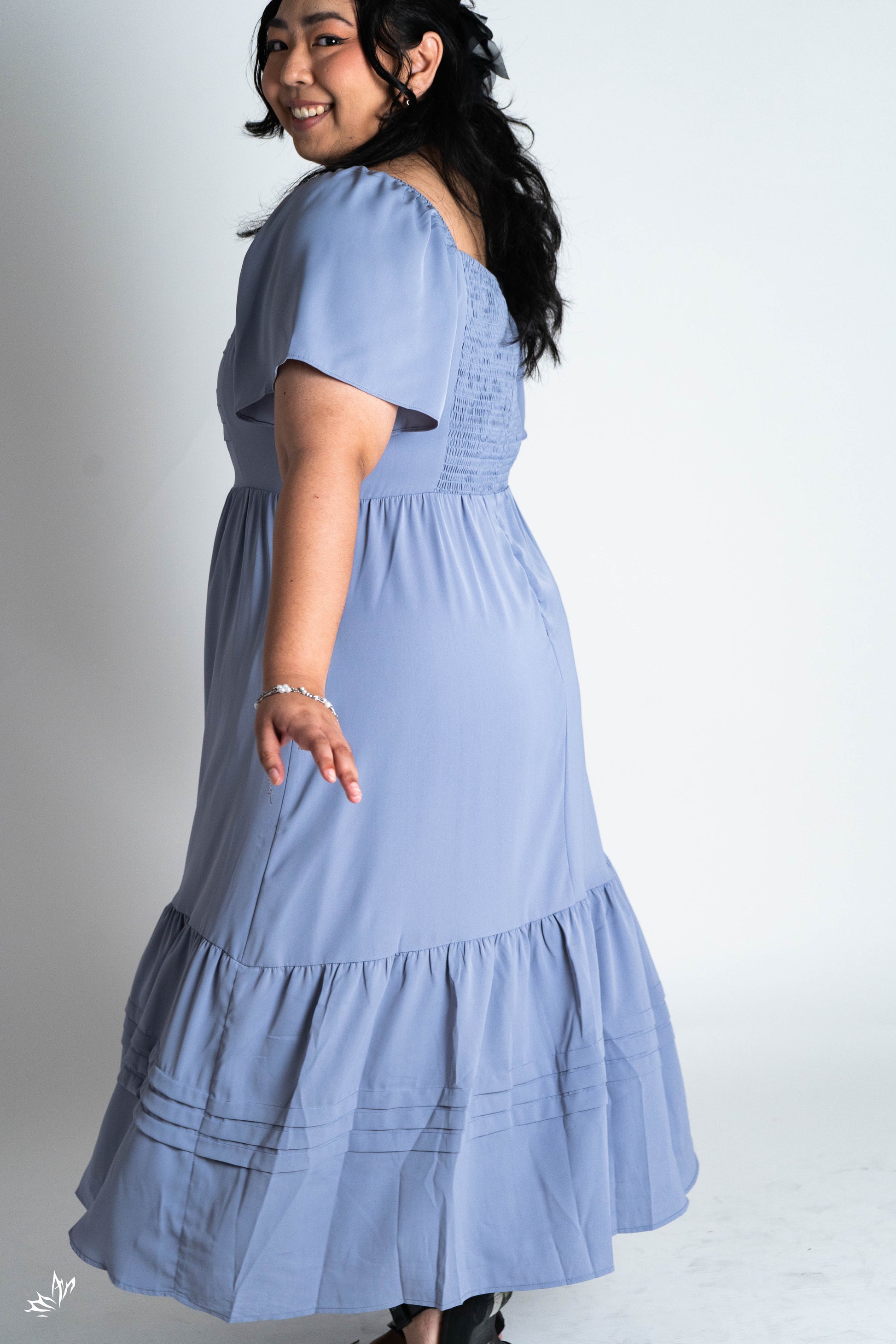 The Mad Theories Elfee Pleated Porcelain Maxi Dress