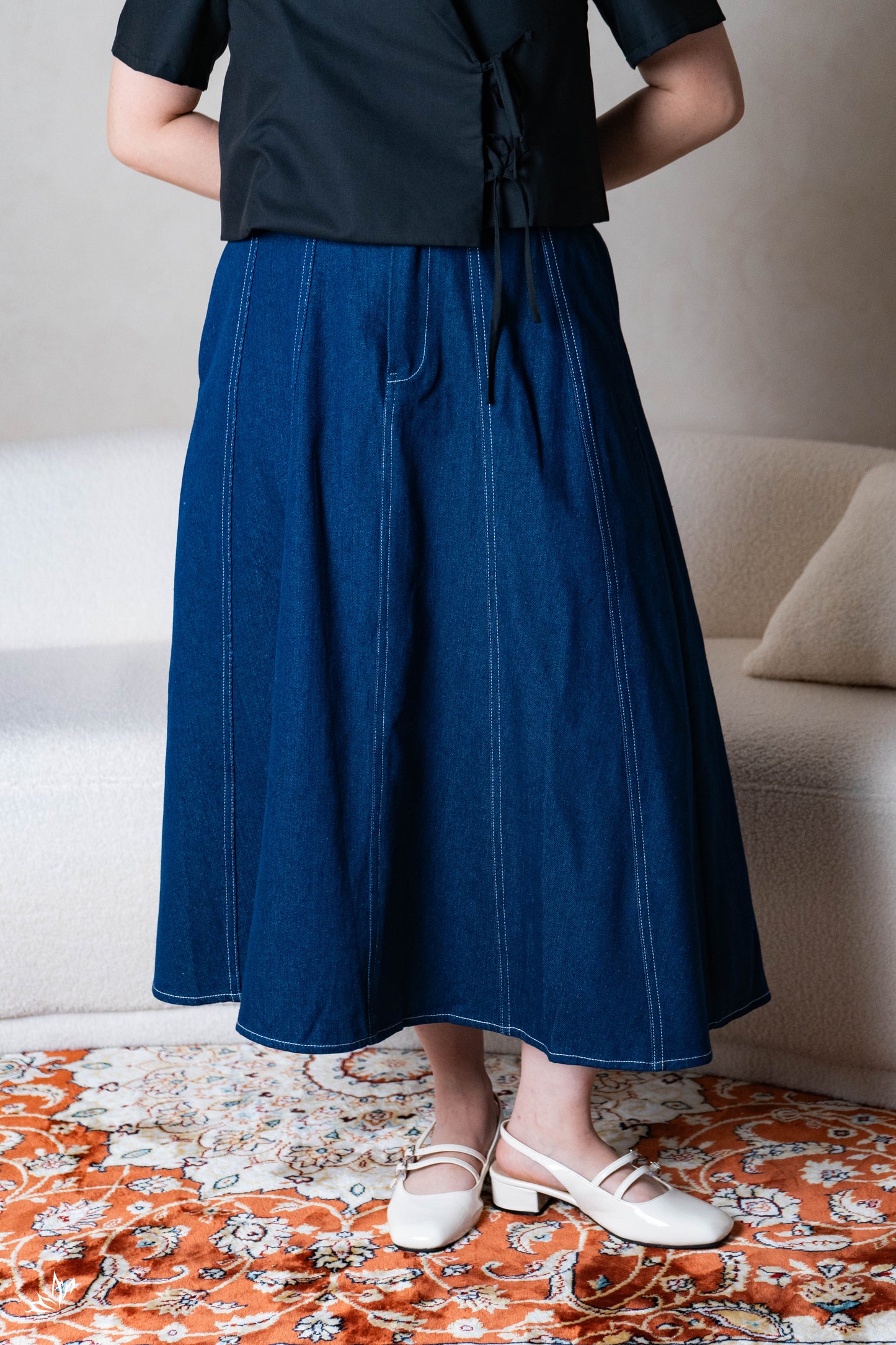 The Mad Theories Dione 2.0 Denim Midi Skirt