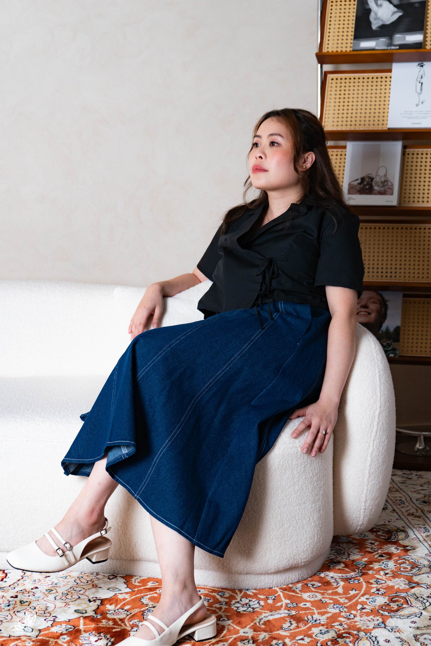 The Mad Theories Dione 2.0 Denim Midi Skirt