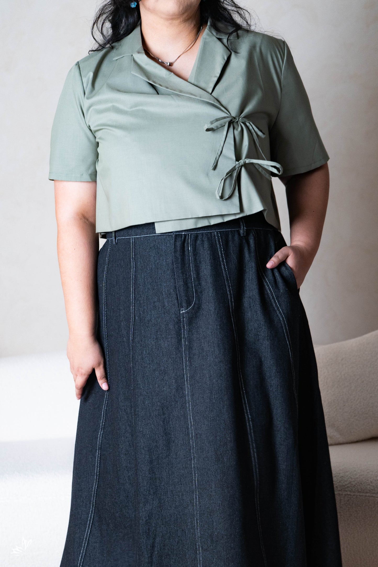 The Mad Theories Dione 2.0 Denim Midi Skirt