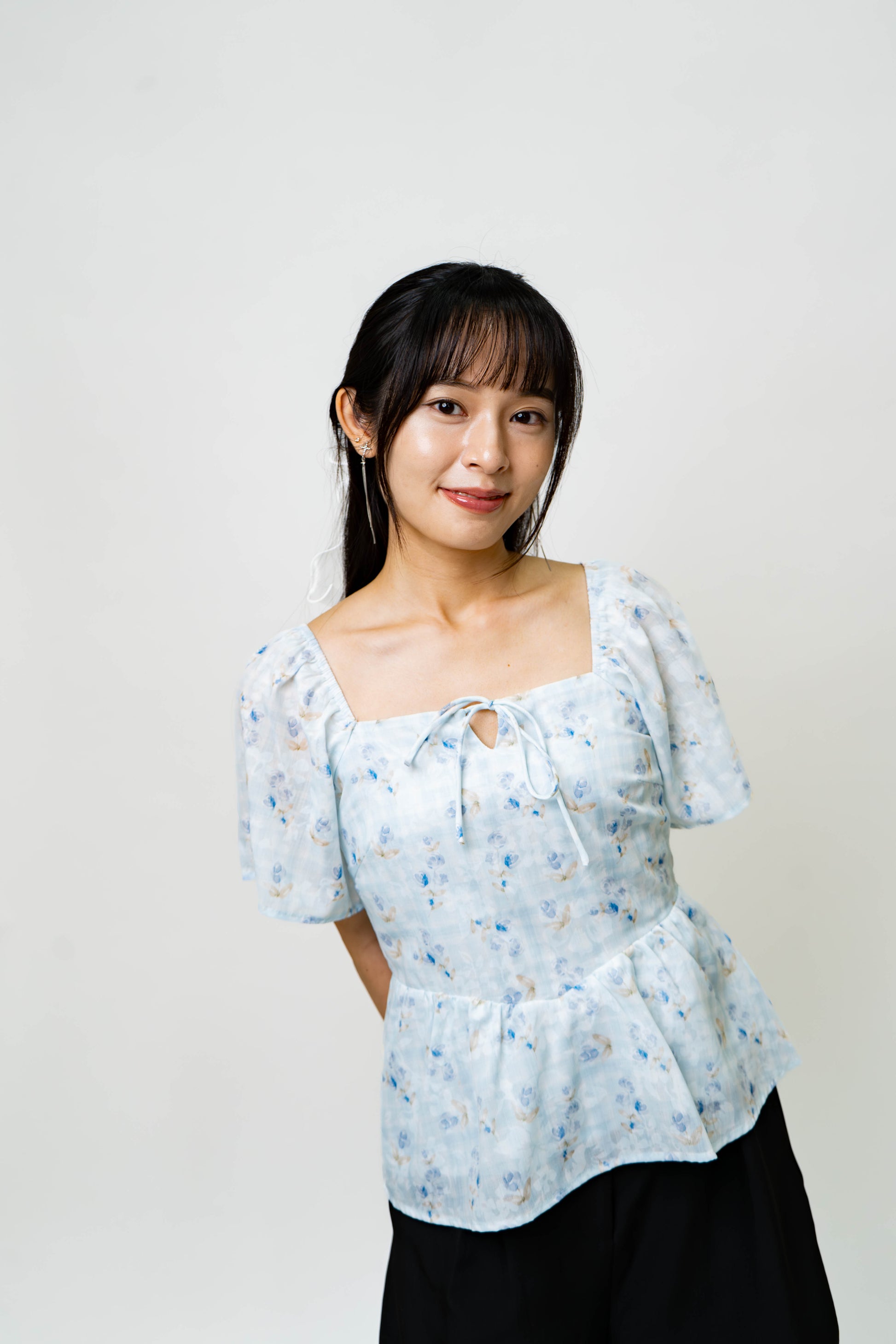 The Mad Theories Millie Floral Checkered Peplum Blouse