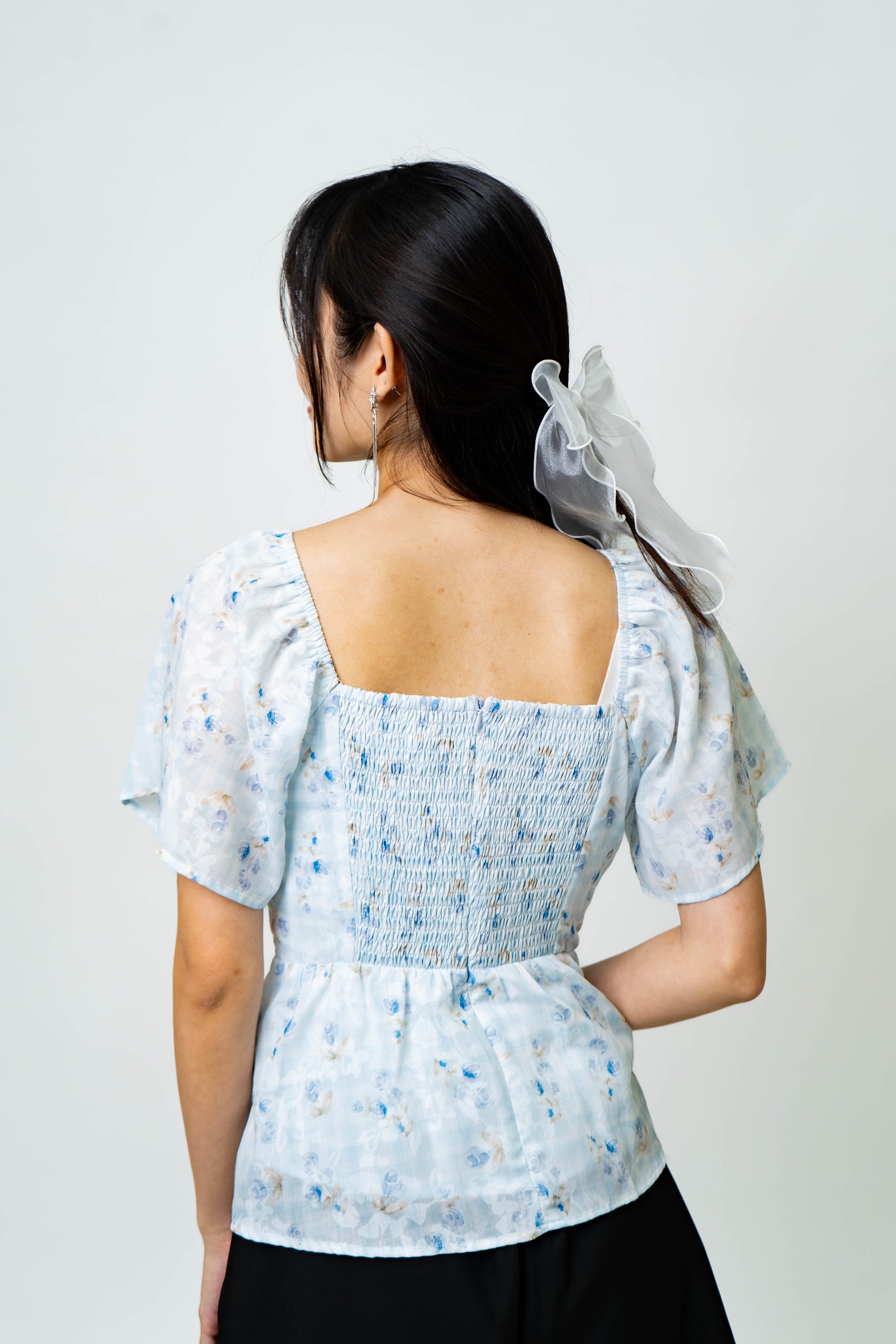 The Mad Theories Millie Floral Checkered Peplum Blouse