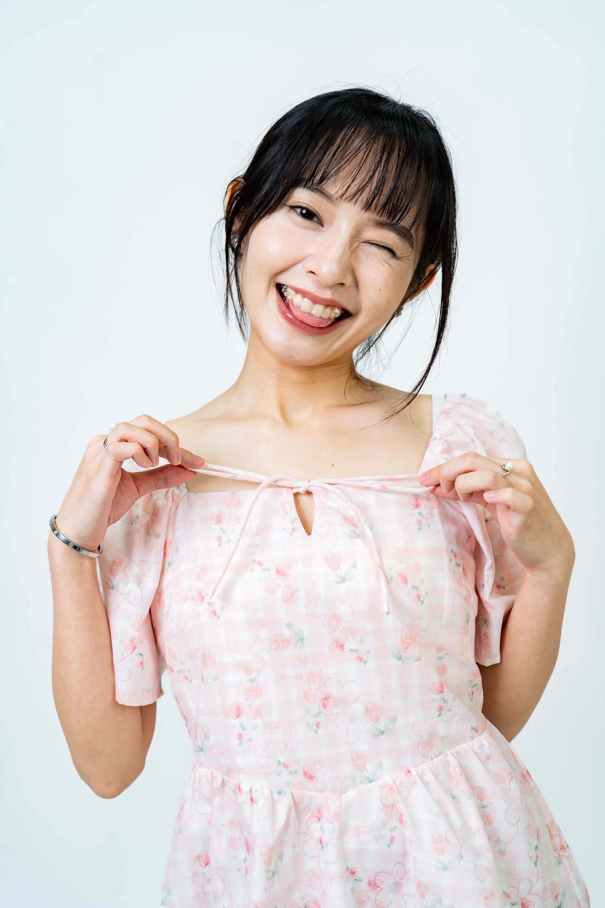 The Mad Theories Millie Floral Checkered Peplum Blouse