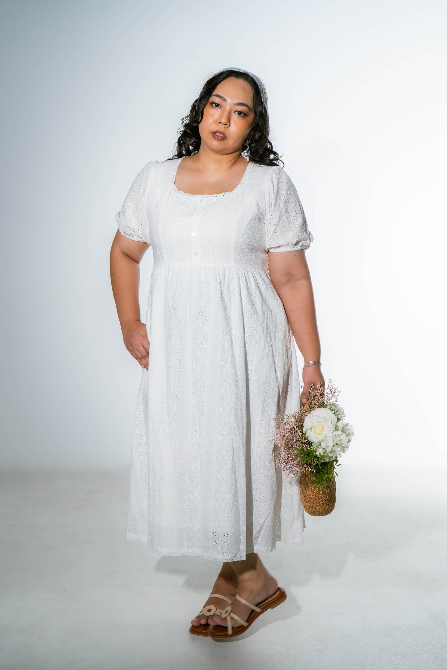 The Mad Theories: Blanche Eyelet Lattice Midi Dress