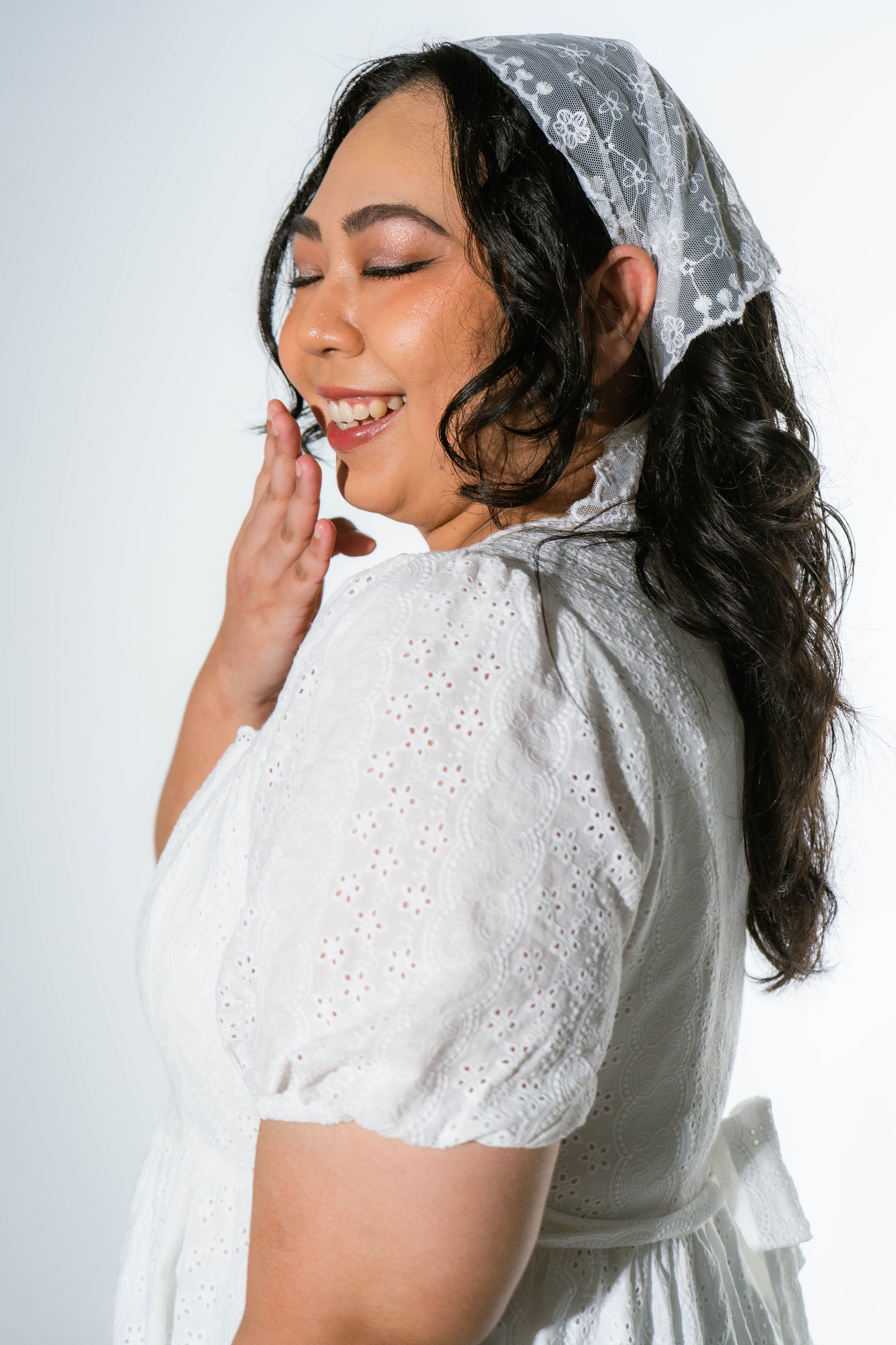 The Mad Theories Blanche Eyelet Lattice Midi Dress