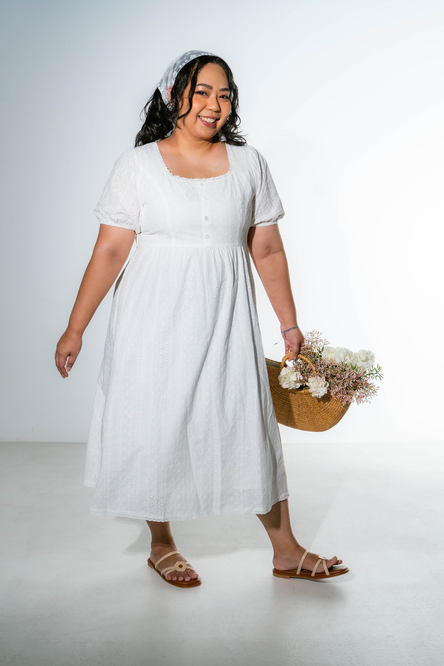 The Mad Theories: Blanche Eyelet Lattice Midi Dress