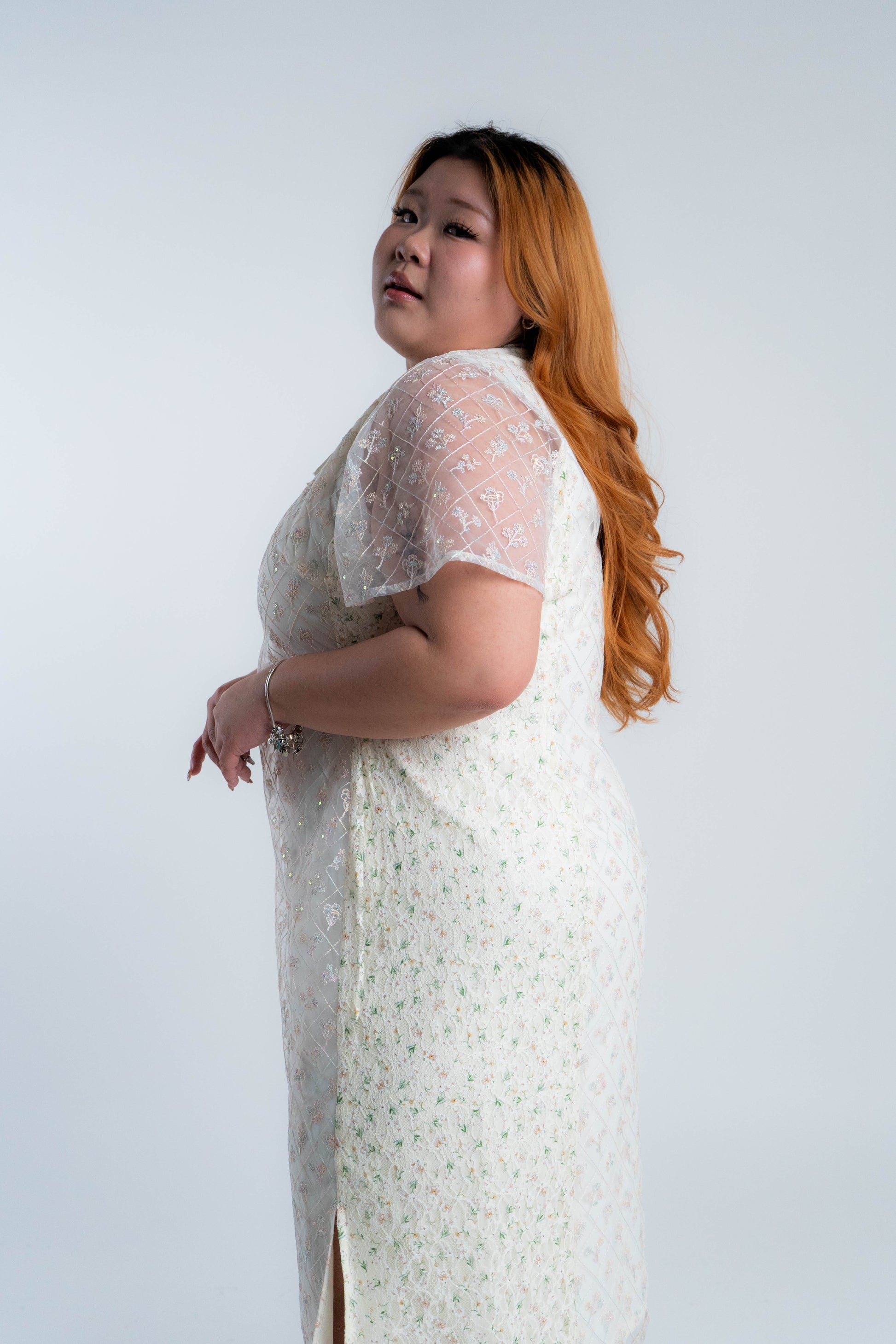The Mad Theories Jocie Sequin Floral Dress & Cheongsam