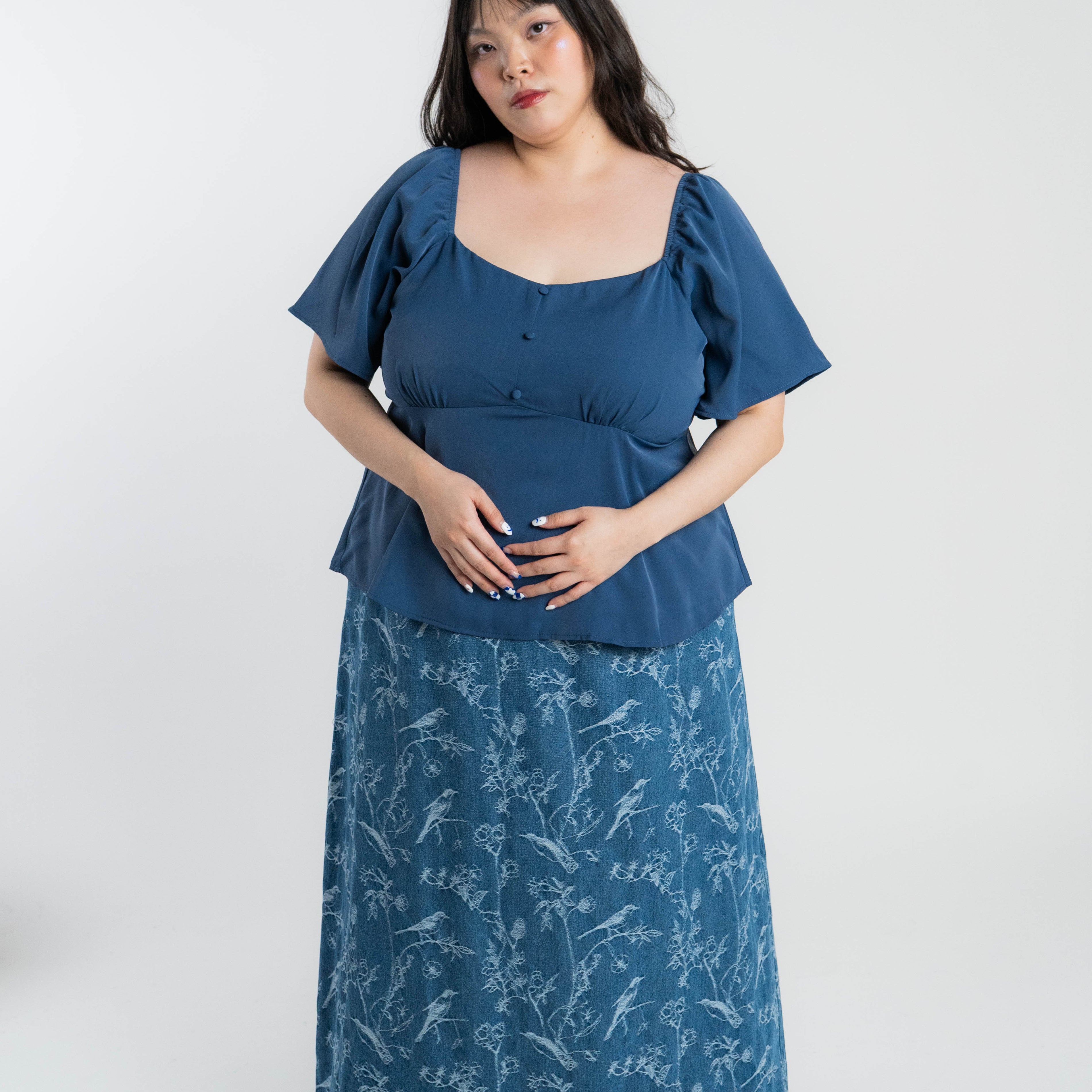 The Mad Theories Donna Jacquard Denim Skirt