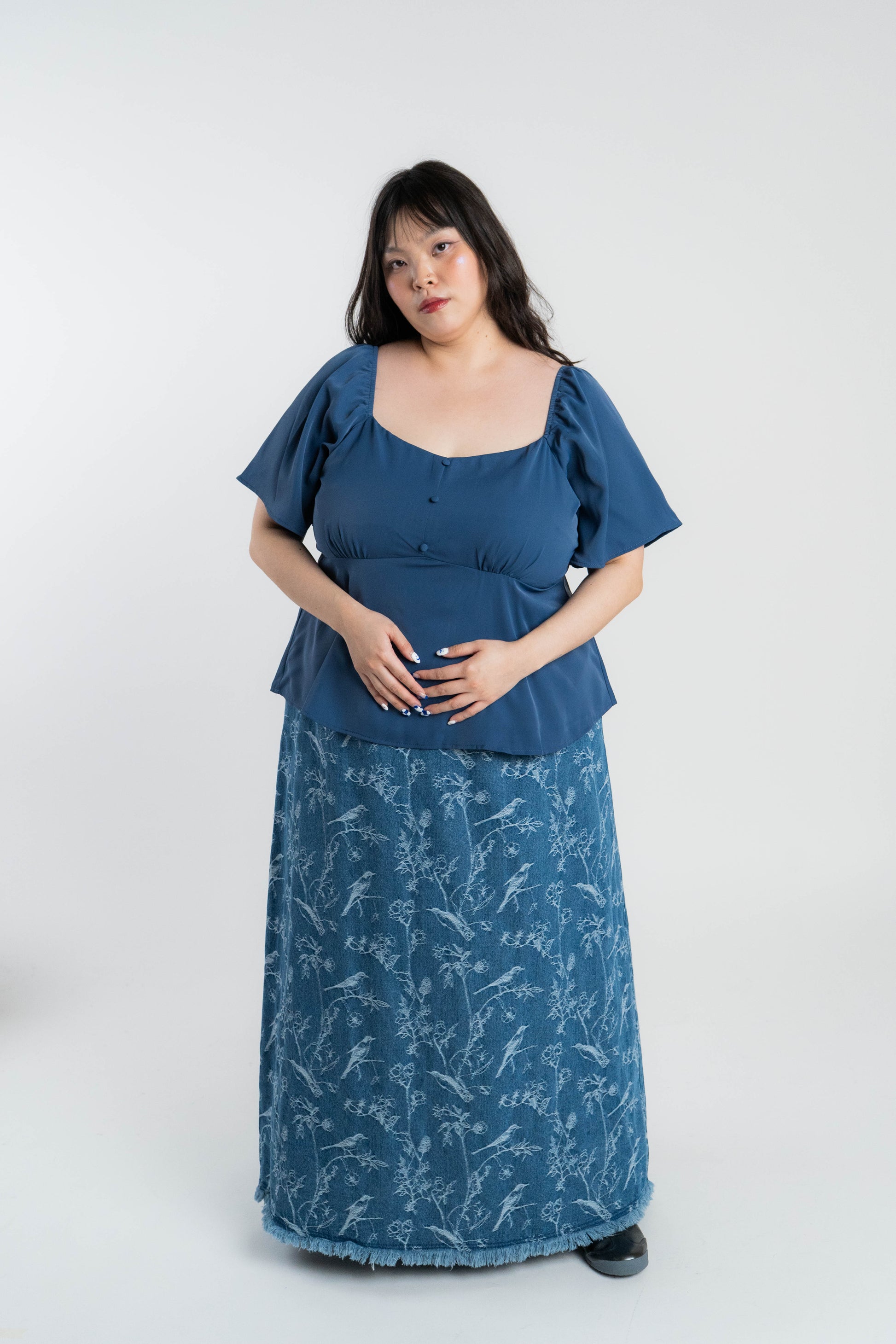 The Mad Theories Donna Jacquard Denim Skirt