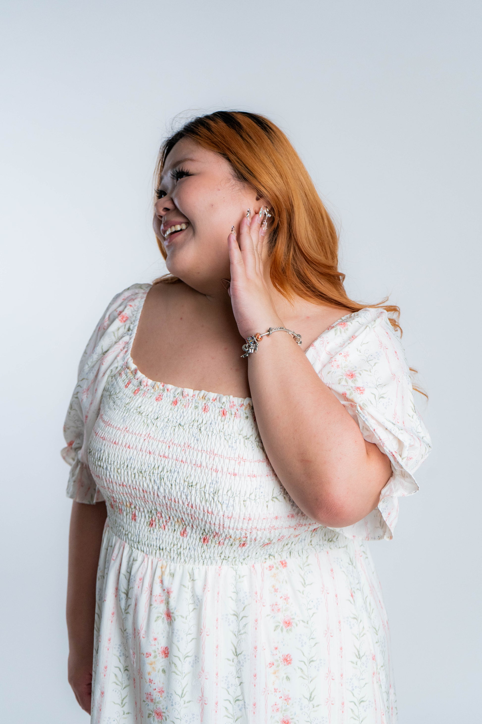 The Mad Theories Janna Puffy Sleeves Smocked Midi Dress