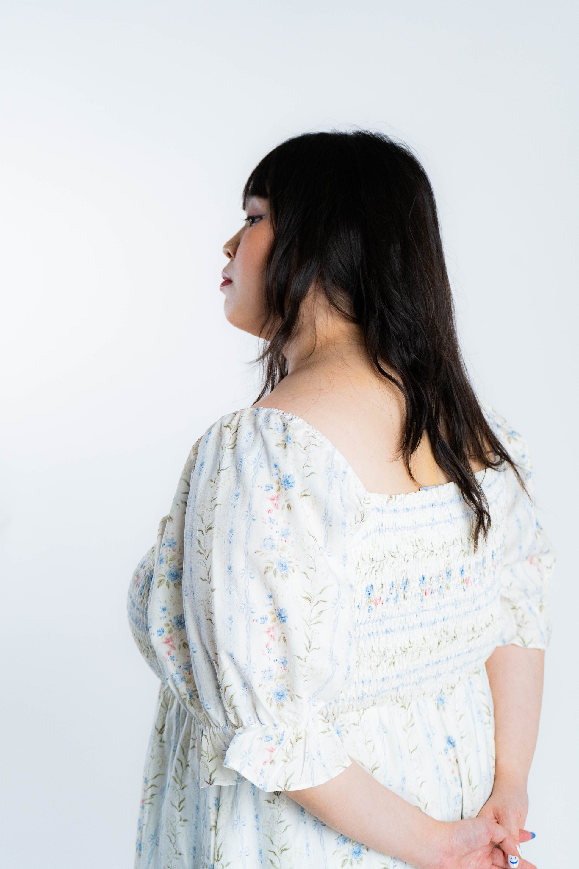 The Mad Theories Janna Puffy Sleeves Smocked Midi Dress