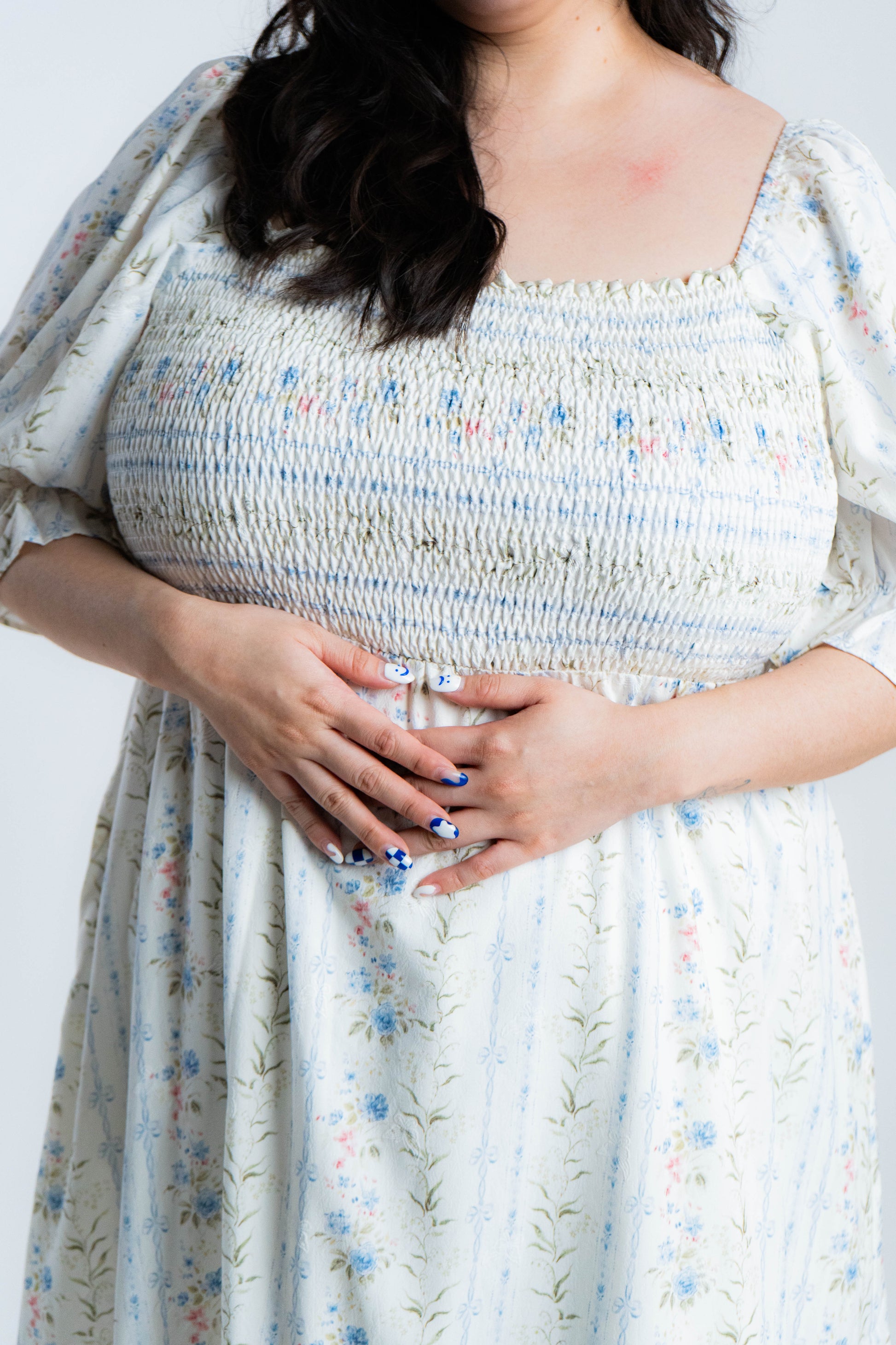The Mad Theories Janna Puffy Sleeves Smocked Midi Dress
