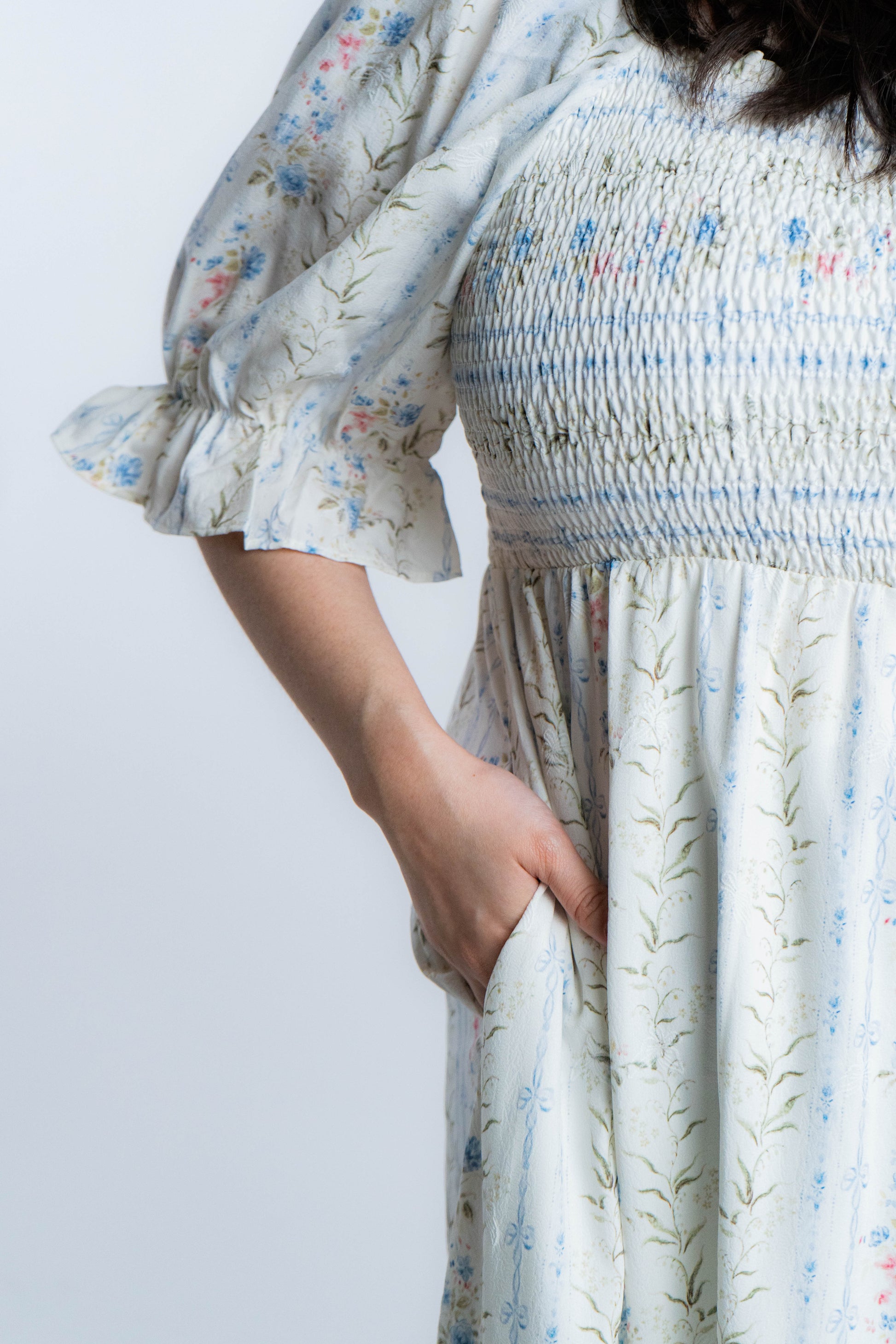 The Mad Theories Janna Puffy Sleeves Smocked Midi Dress