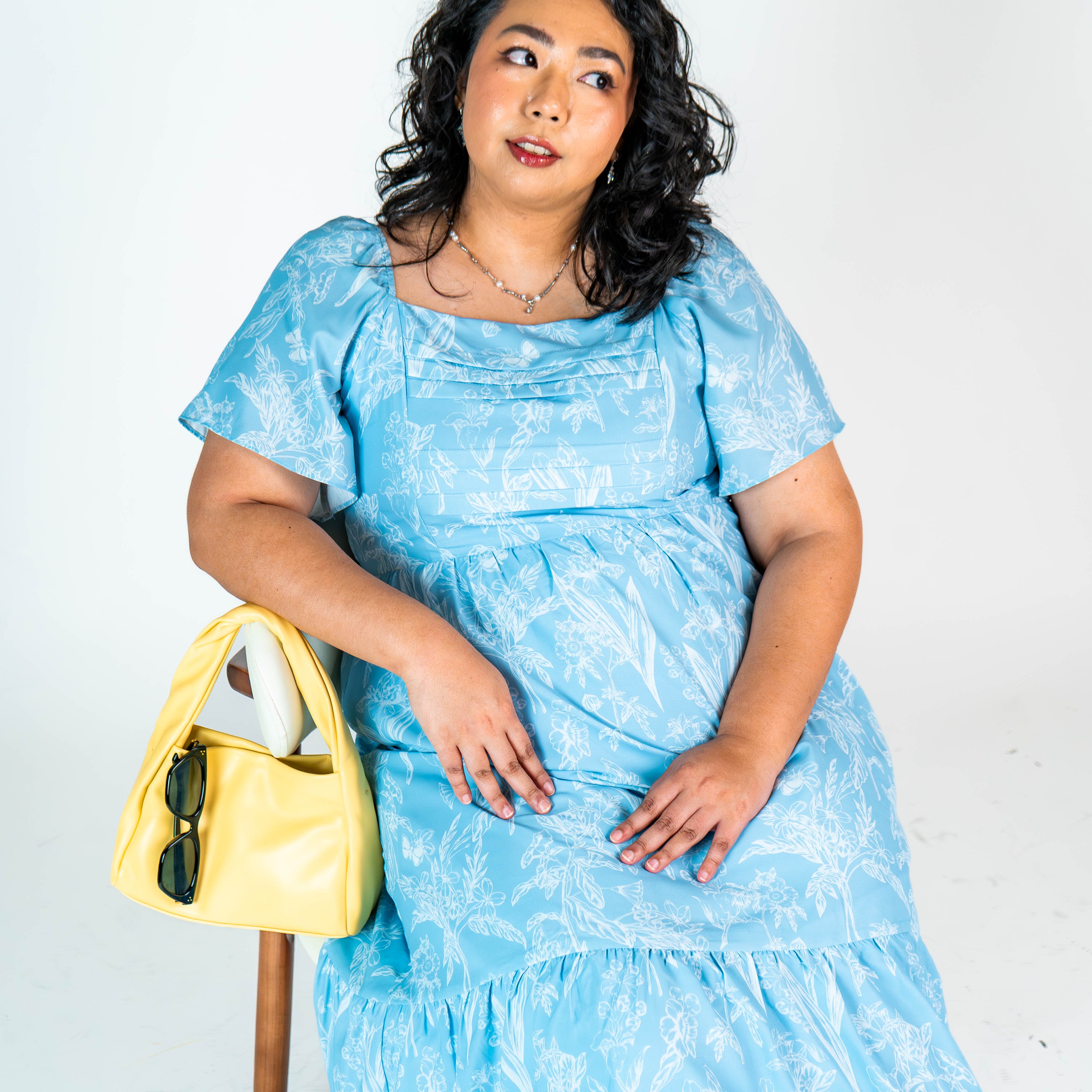 The Mad Theories Elfee Pleated Porcelain Maxi Dress