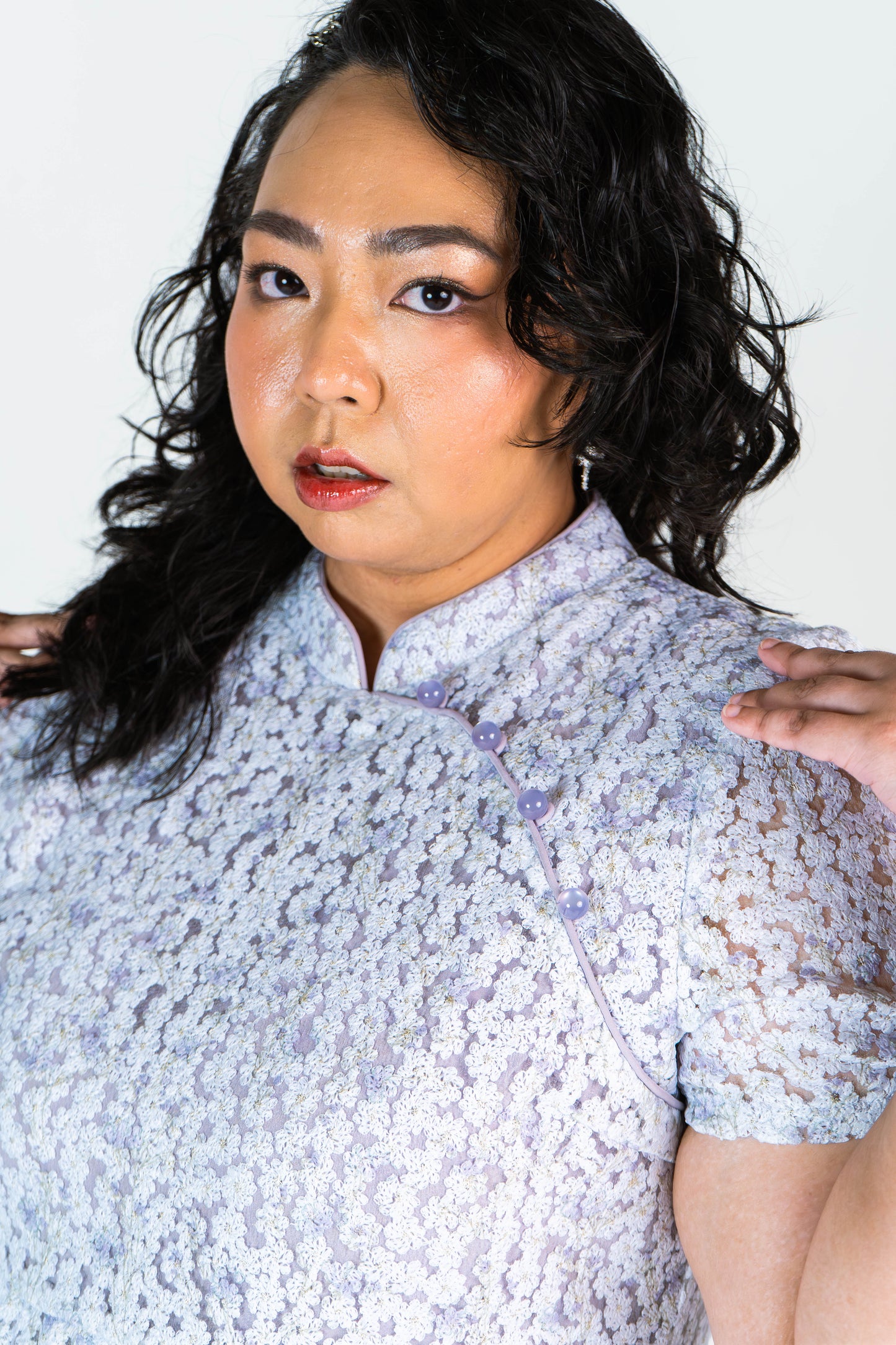 The Mad Theories Lina Cheongsum Skater Skirt (Lilac & Pink)