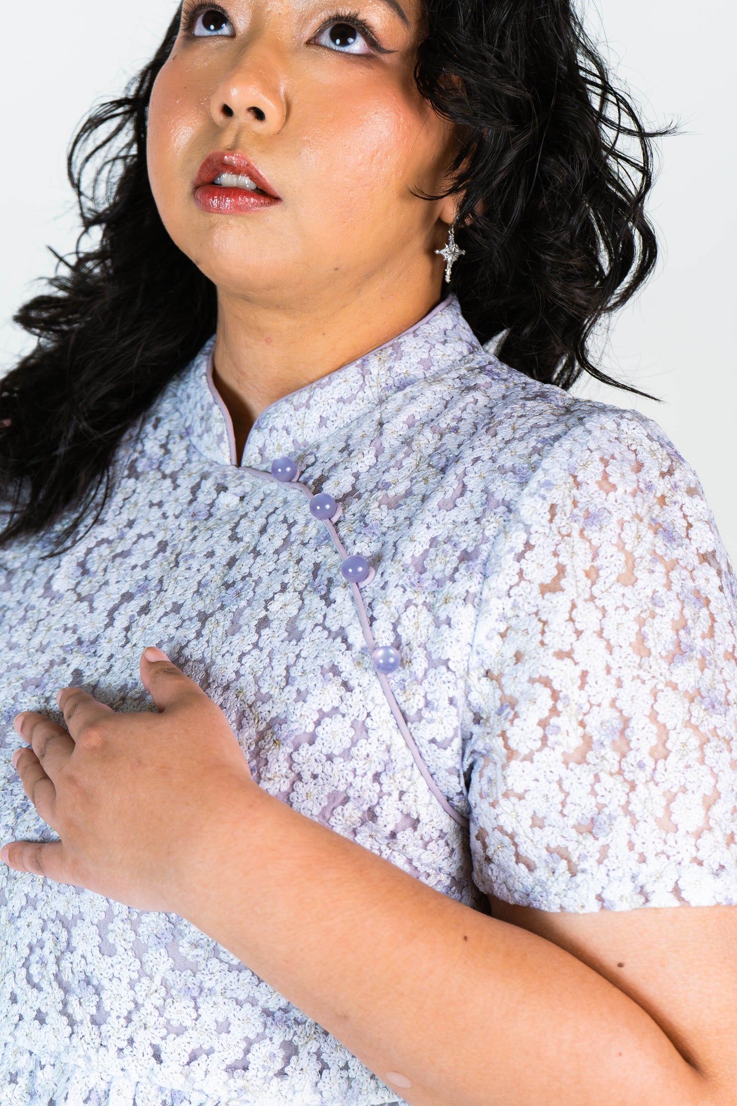 The Mad Theories Lina Cheongsum Skater Skirt (Lilac & Pink)