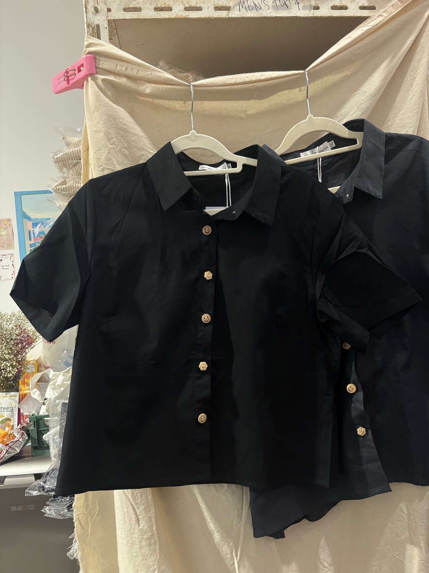 The Mad Theories Morgan Linen Shirt (Teal Blue & Black)