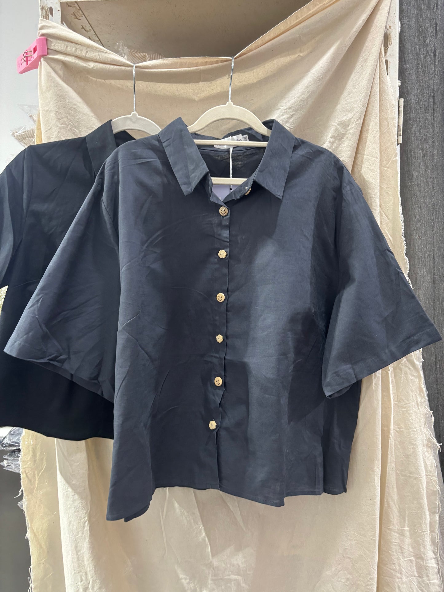 The Mad Theories Morgan Linen Shirt (Teal Blue & Black)
