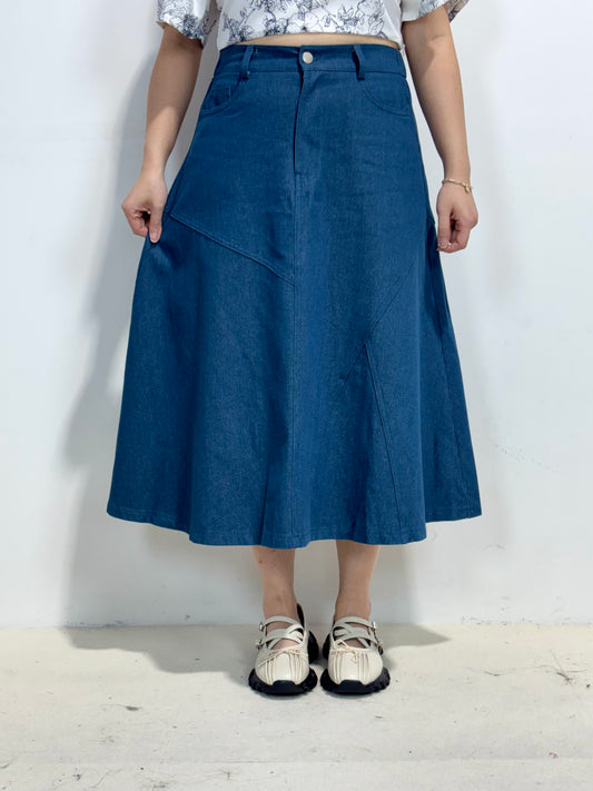 (Dark Wash) The Mad Theories Dione Denim Midi Skirt