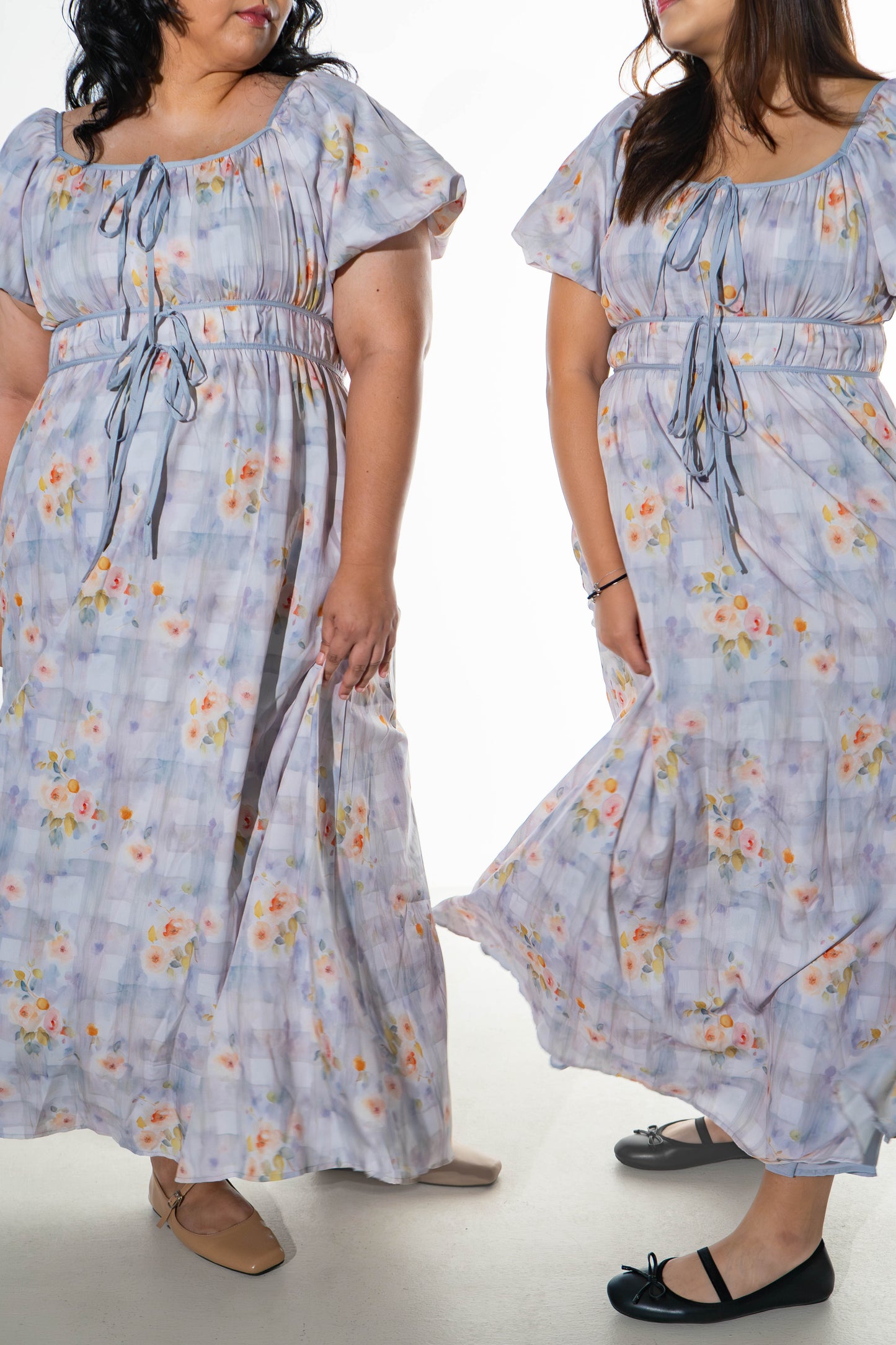 The Mad Theories Katie Milkmaid Checkered Floral Dress