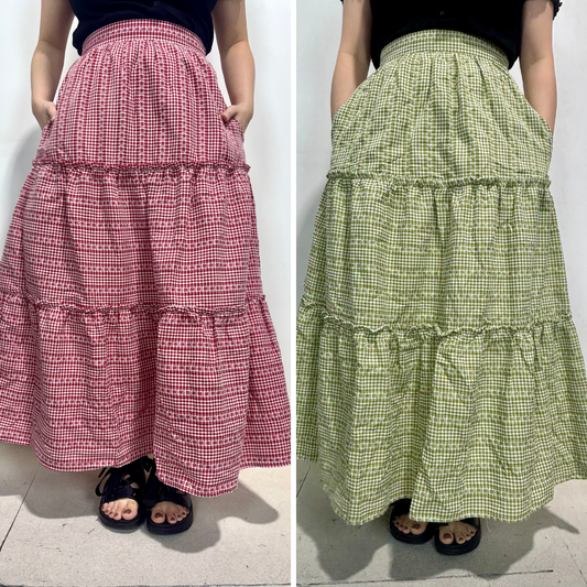 *PO* Ollie Checkered Embroidered Skirt