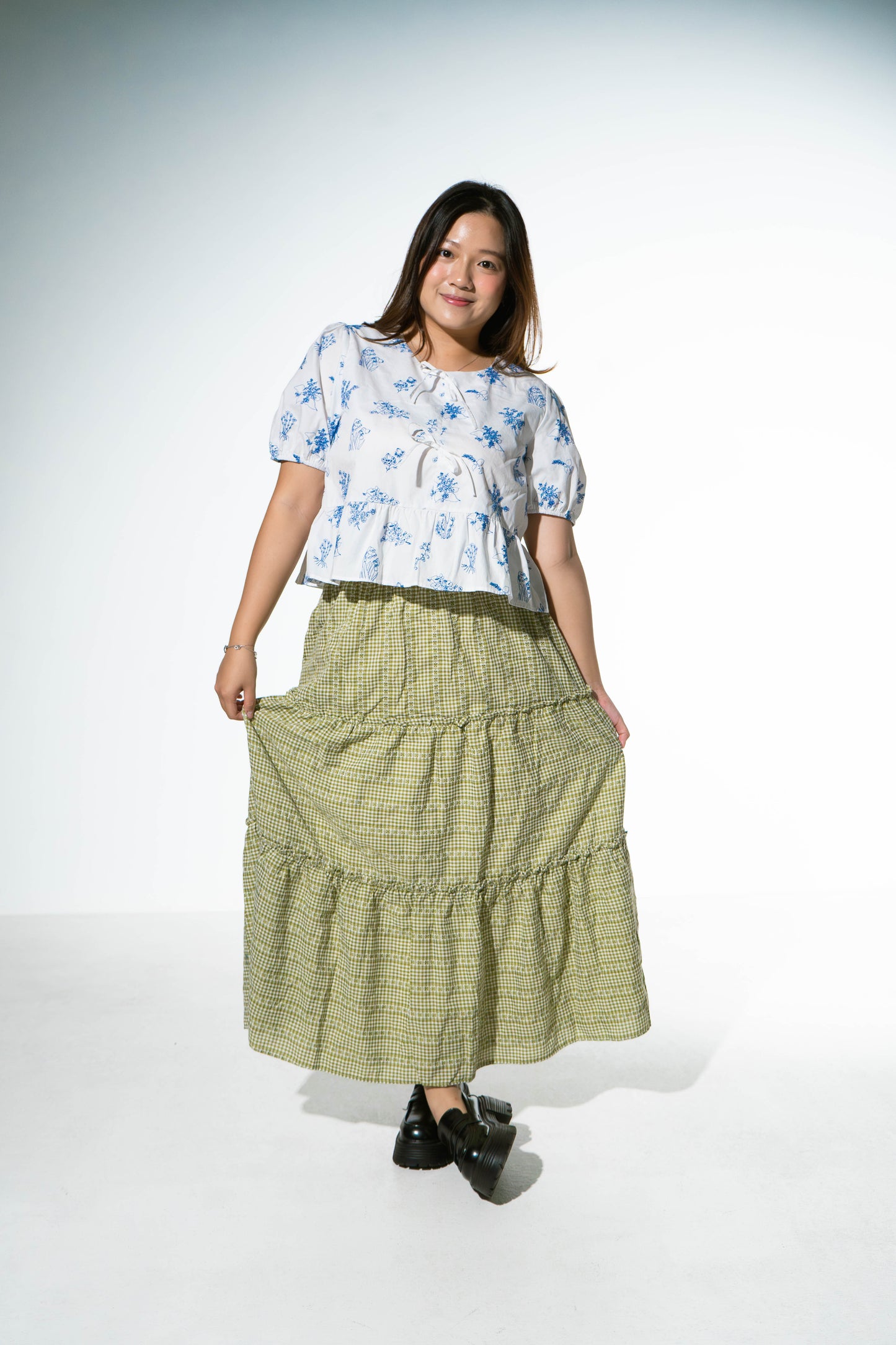 The Mad Theories Ollie Checkered Embroidered Skirt
