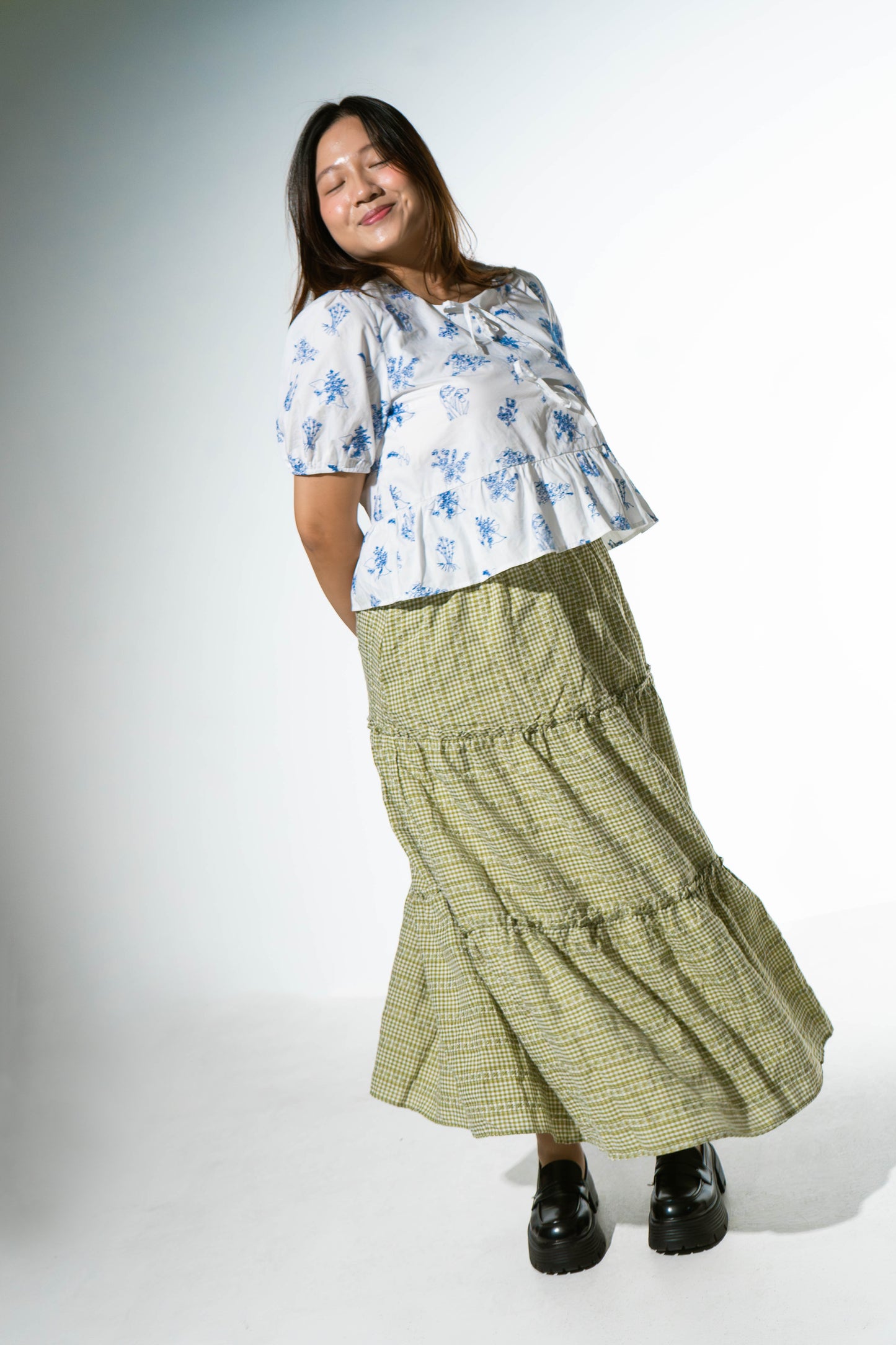 The Mad Theories Ollie Checkered Embroidered Skirt