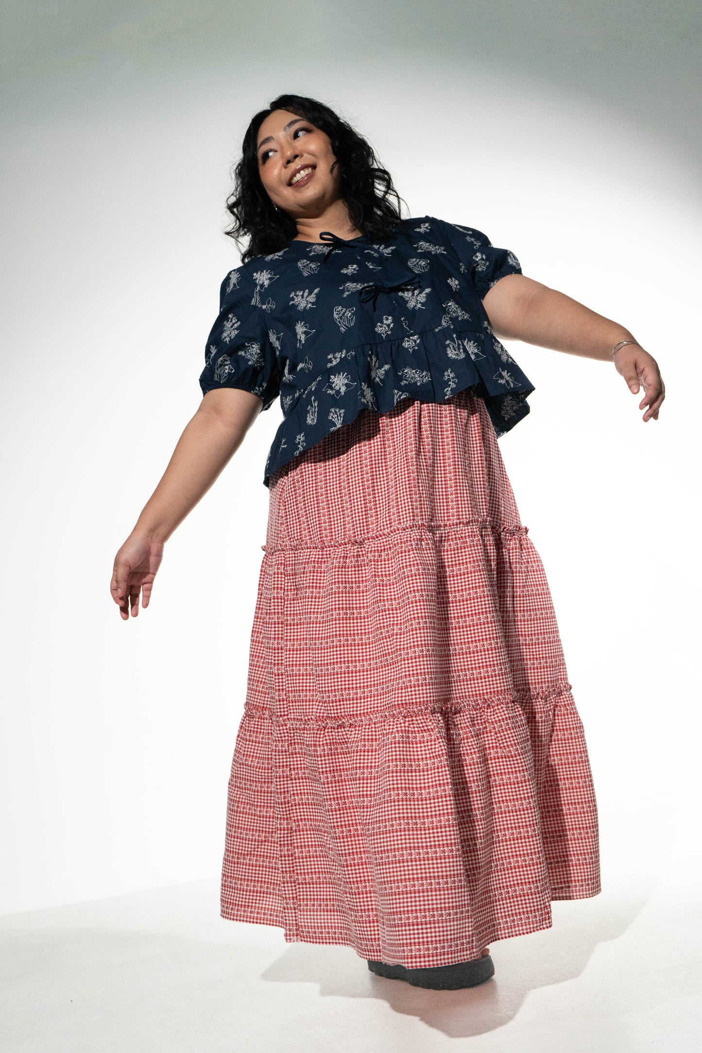 The Mad Theories Ollie Checkered Embroidered Skirt