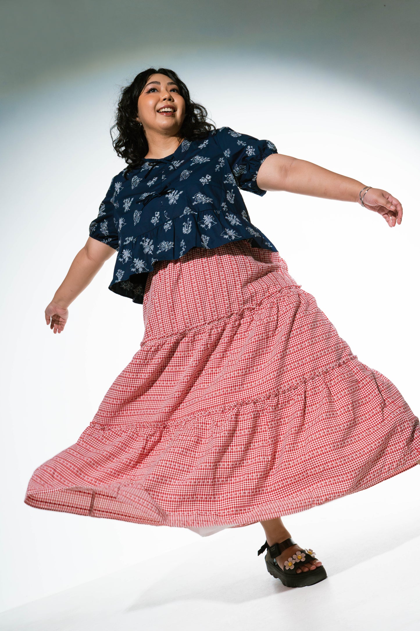 The Mad Theories Ollie Checkered Embroidered Skirt