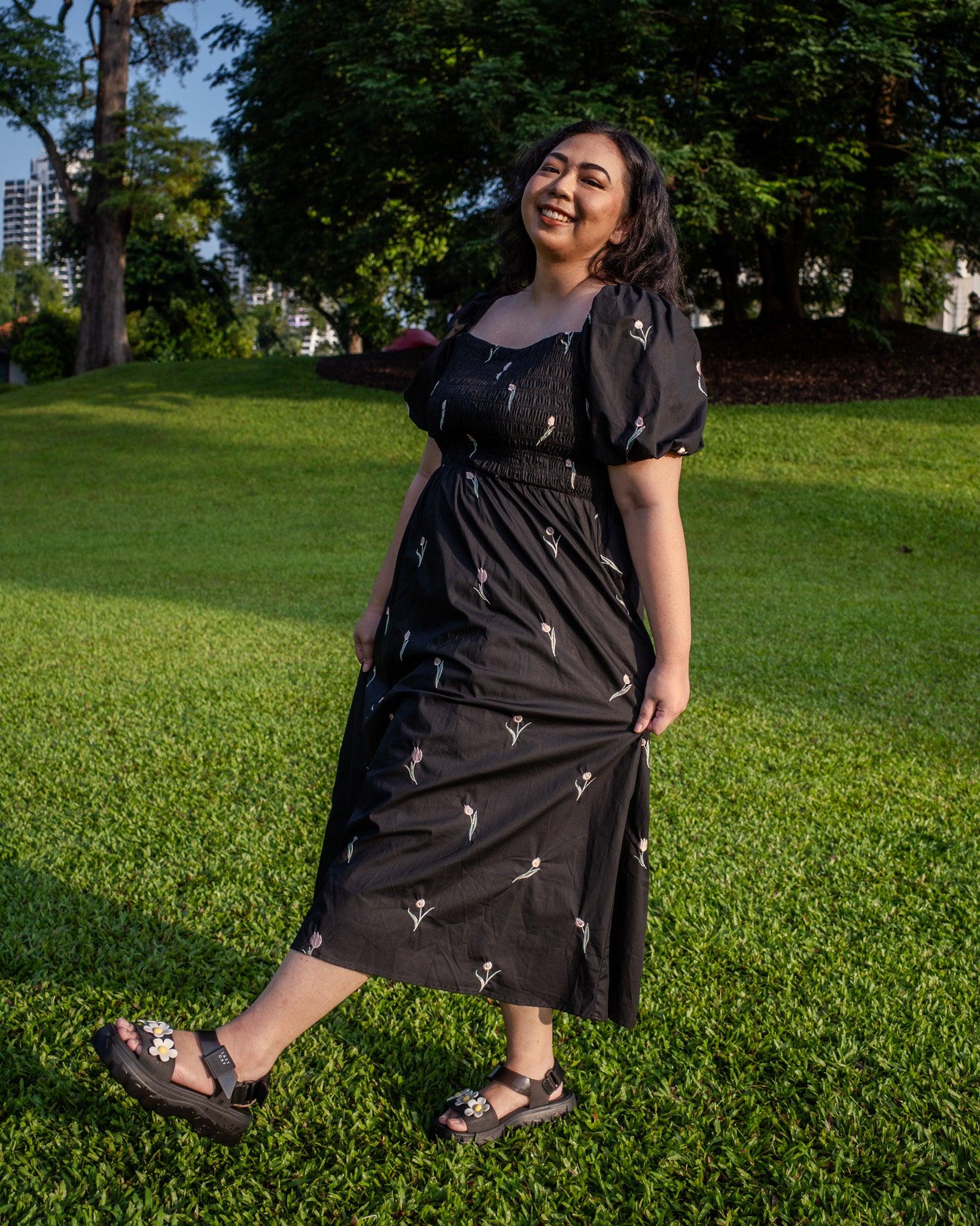 Georgia Embroidered Dress (Black & Cream) - TMTSG - www.themadtheories.com