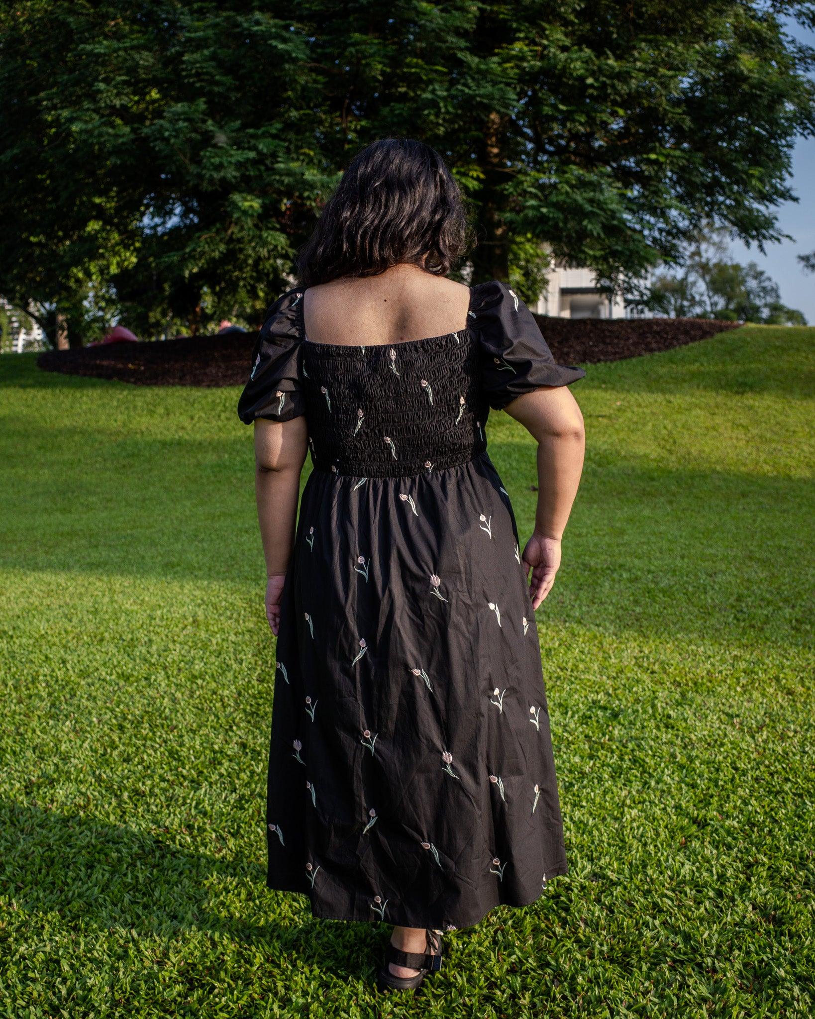 Georgia Embroidered Dress (Black & Cream) - TMTSG - www.themadtheories.com