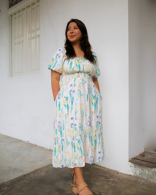 THE MAD THEORIES Addison Puffy Sleeve Tie Dress