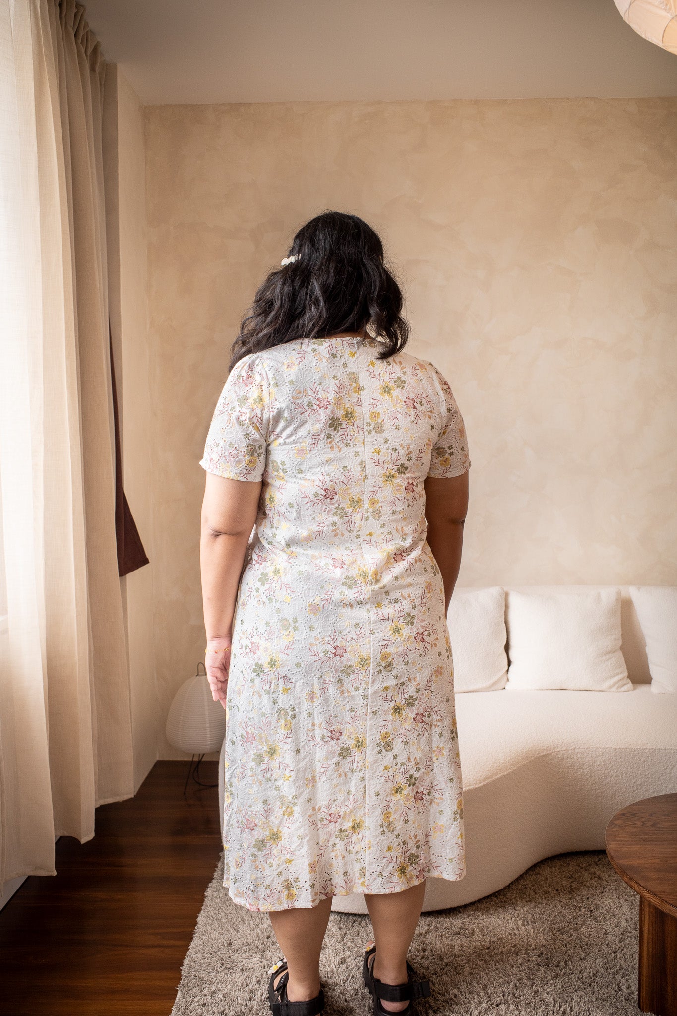 THE MAD THEORIES Eloise Printed Eyelet Embroidered Shift Dress