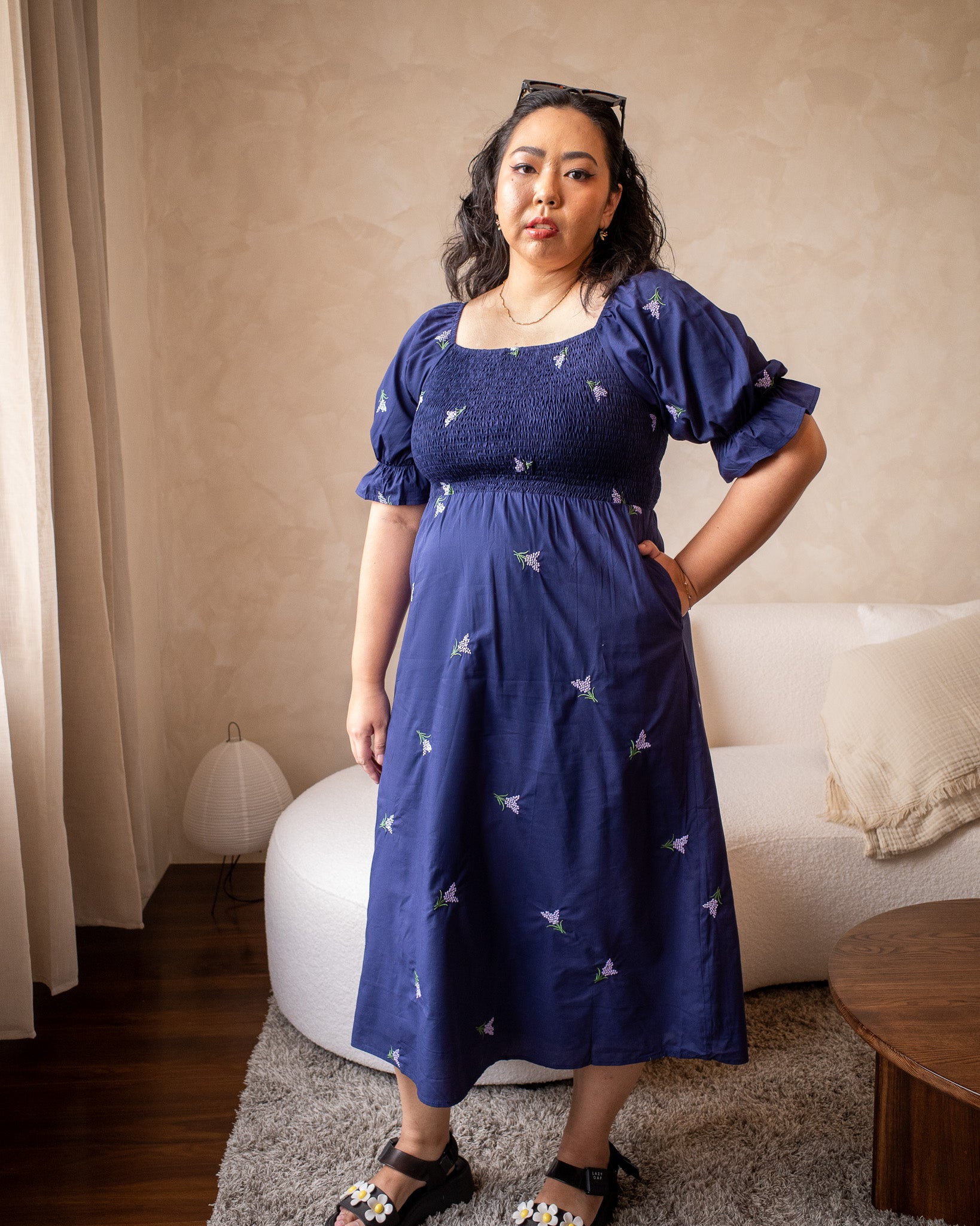 The Mad Theories Bloom Floral Embroidered Smocked Dress
